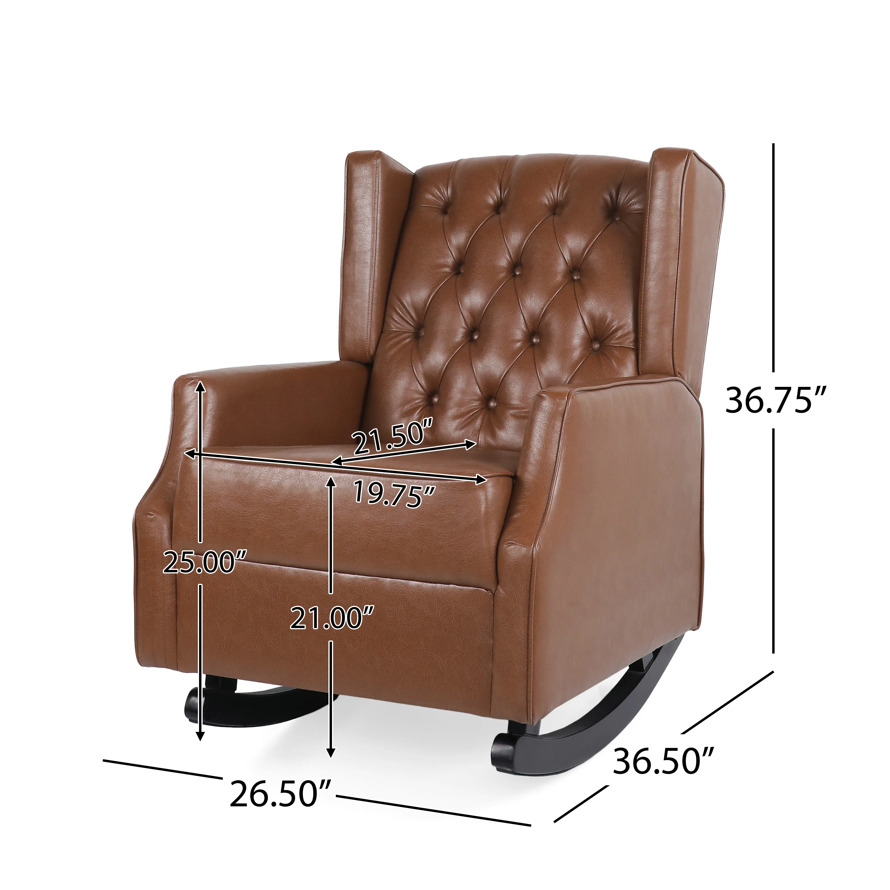 Amedou Contemporary Faux Leather Tufted Wingback Rocking Chair - furnishings
