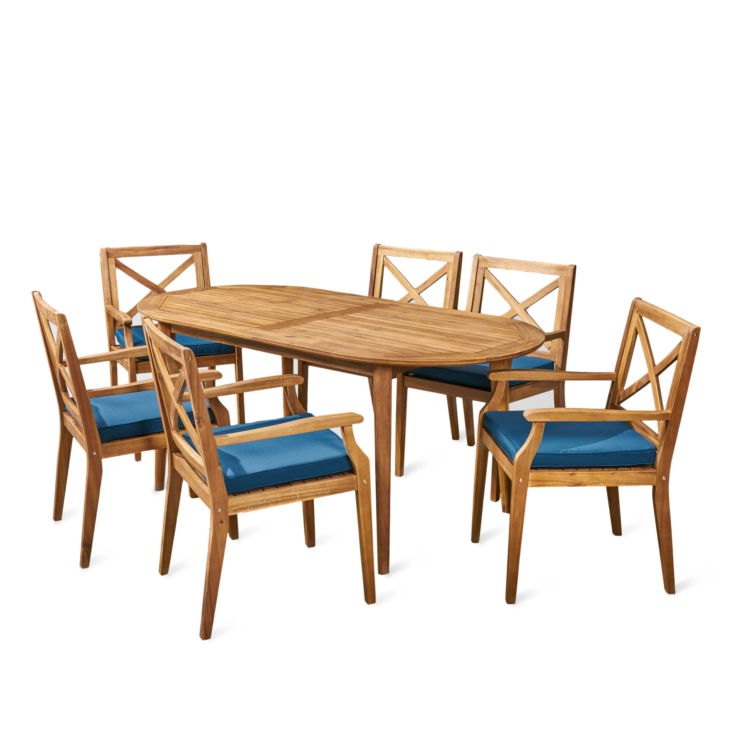 Byrd Outdoor 7 Piece Acacia Wood Dining Set - furnishings