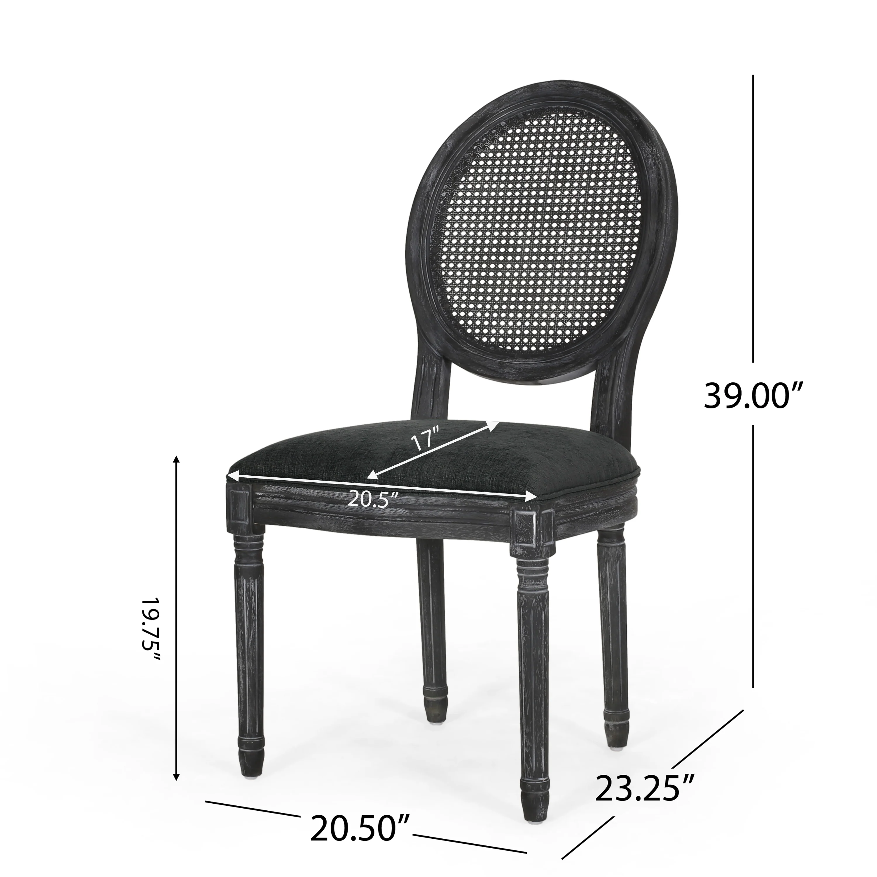 Lintz French Country Wood and Cane Upholstered Dining Chair, Set of 4 - furnishings