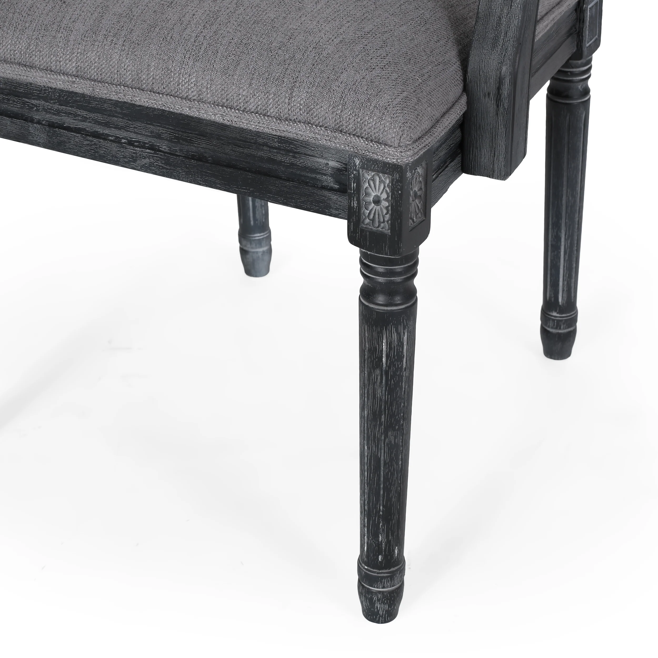 Joretta French Country Fabric Upholstered Wood and Cane 5 Piece Circular Dining Set - furnishings