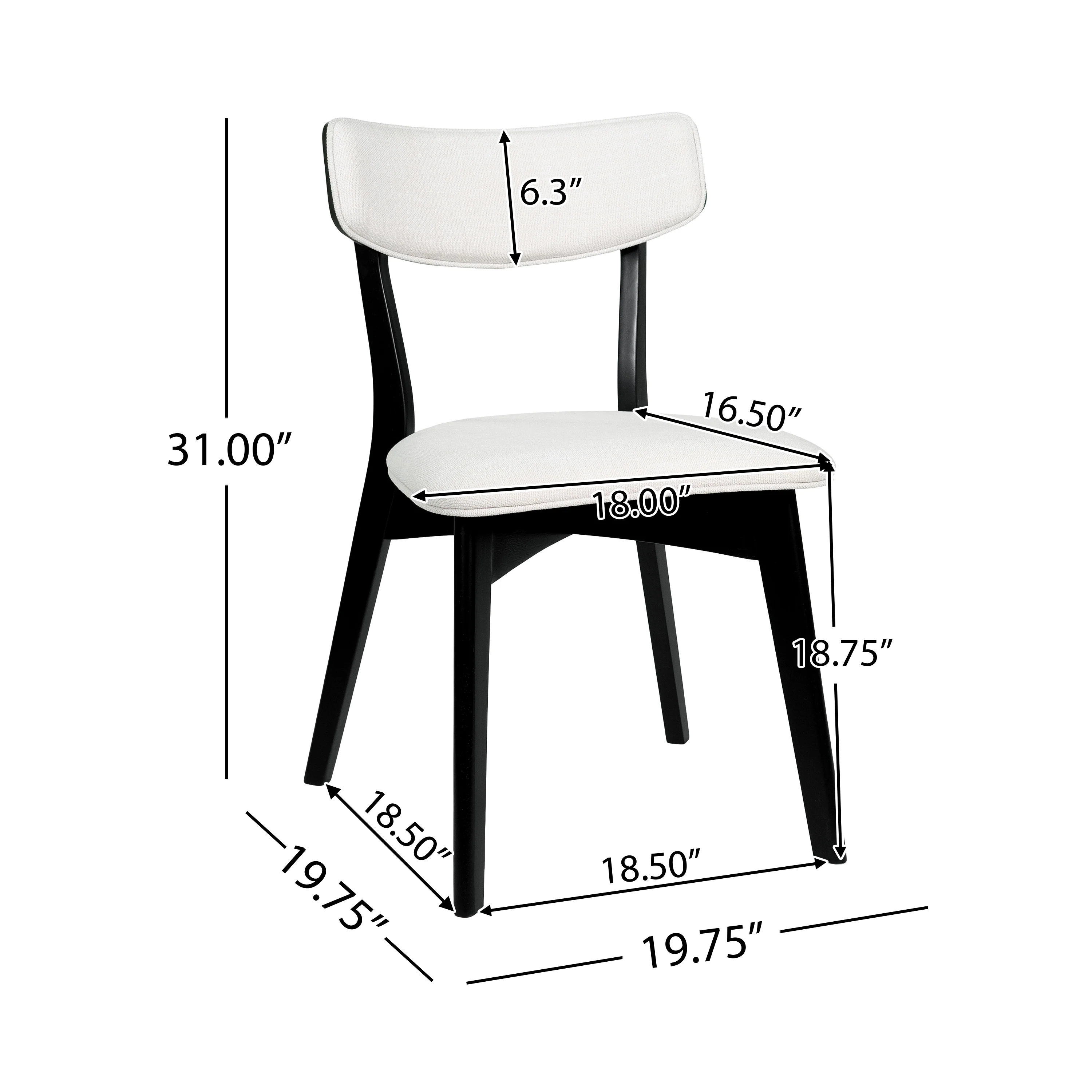 Crystal Mid Century Modern Fabric Upholstered Dining Chairs, Set of 2 - furnishings