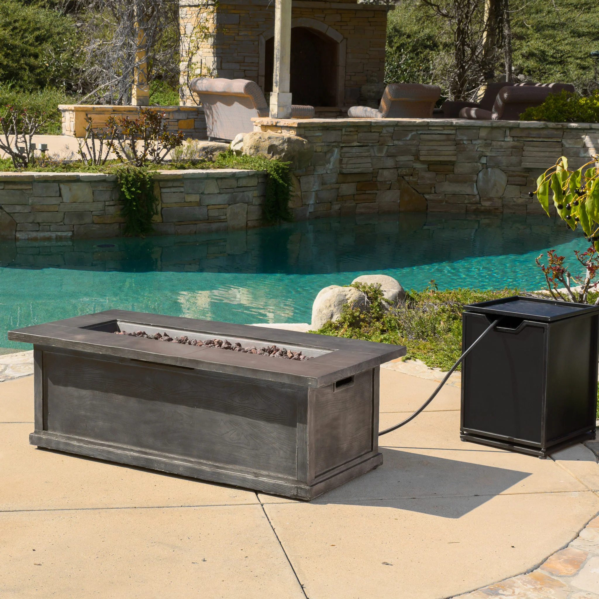Pablo Outdoor 56-inch Rectangular Propane Fire Table - furnishings