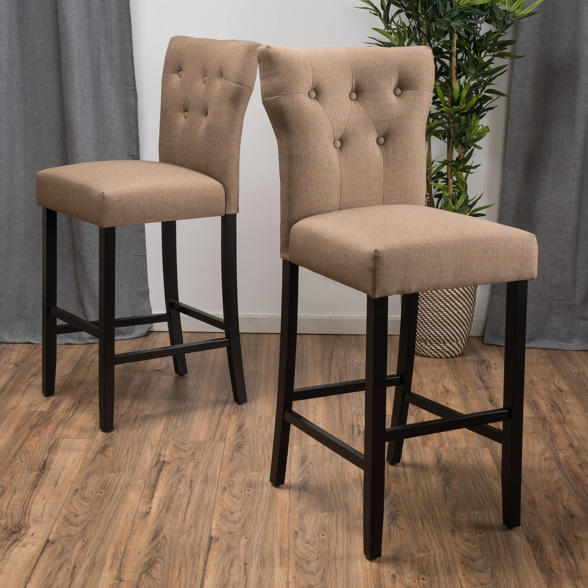 Pierre 31-Inch Brown Mocha Fabric Barstool (Set of 2) - furnishings