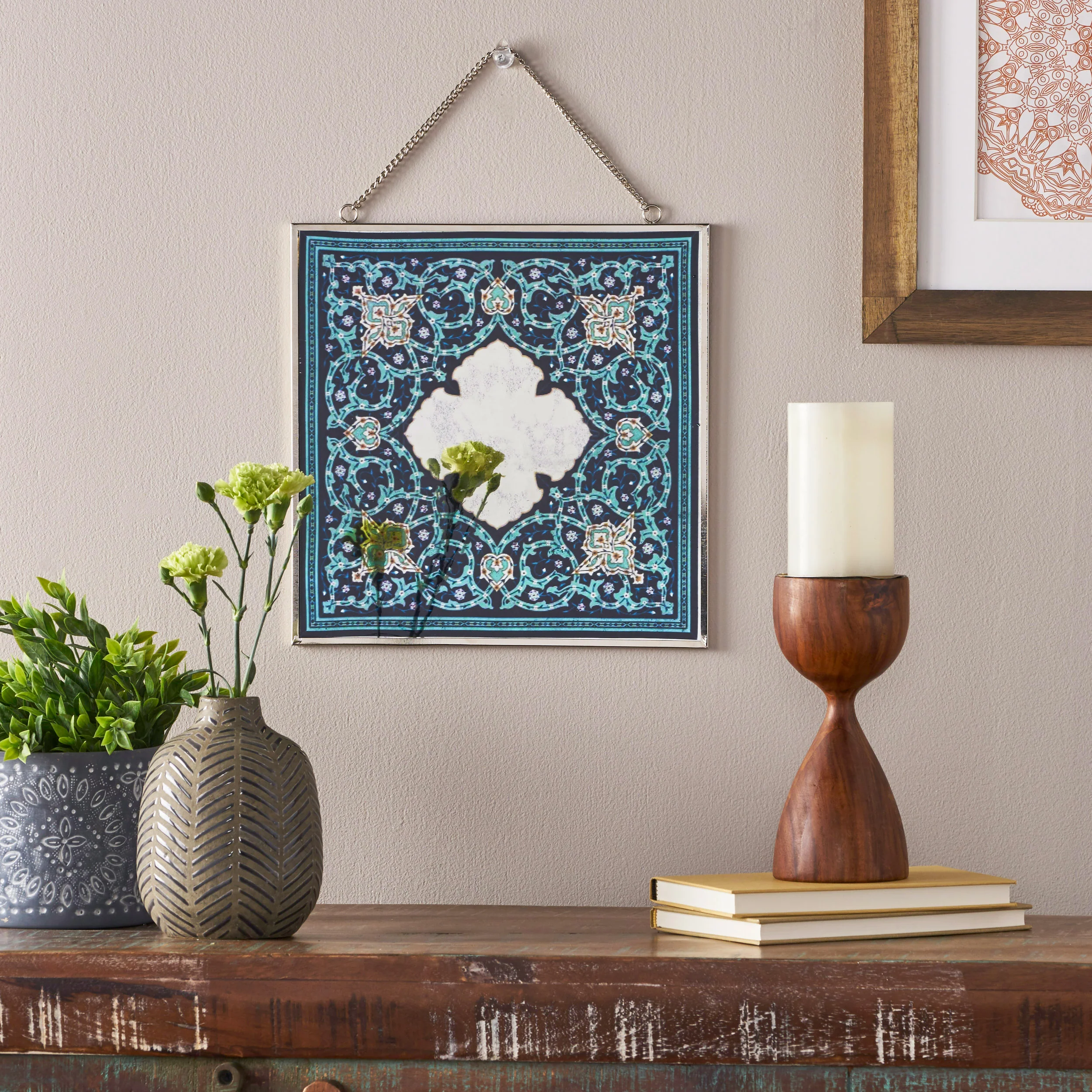 Marjorie Oriental Tempered Glass Wall Accessory - furnishings