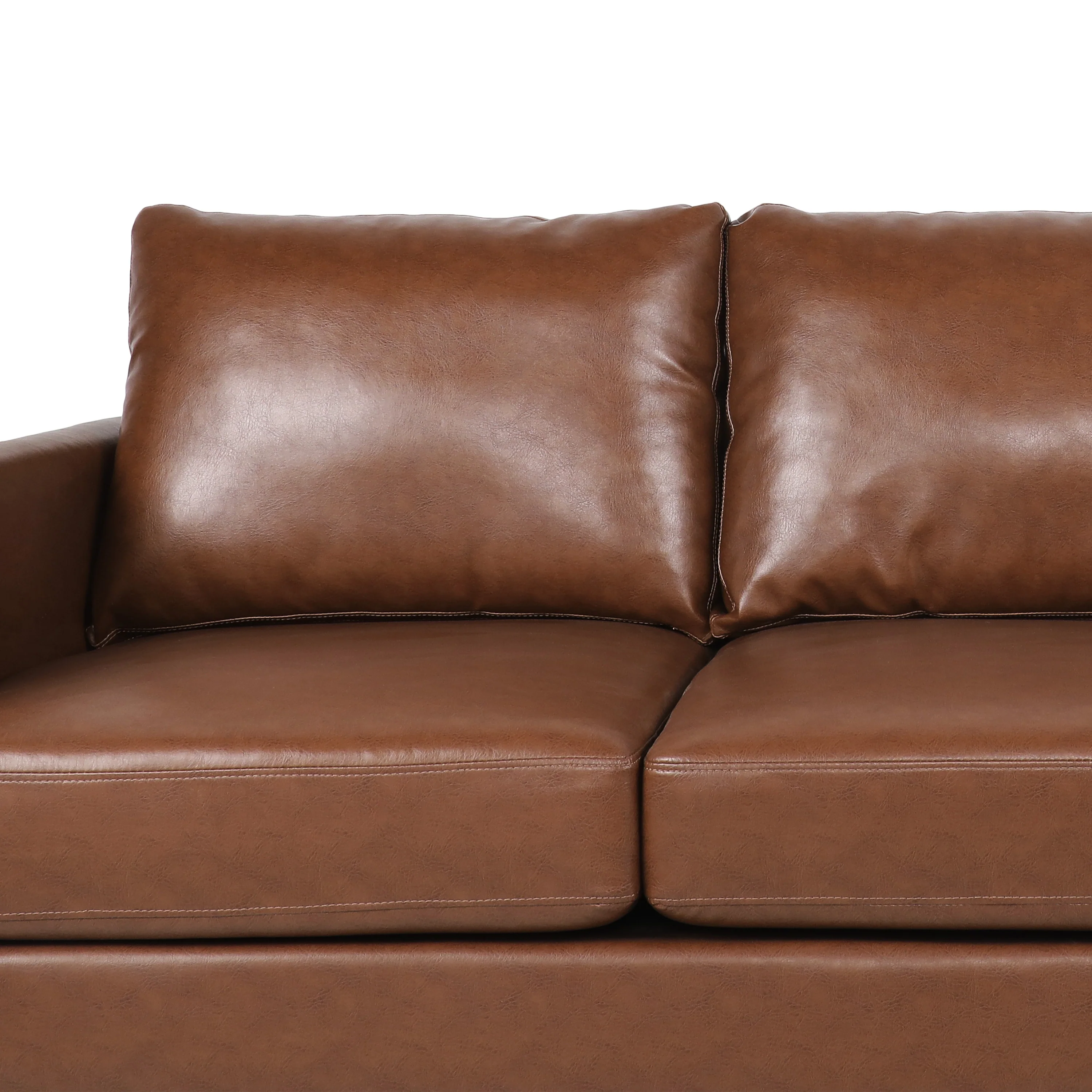Dowd Mid Century Modern Faux Leather 3 Seater Sofa - furnishings