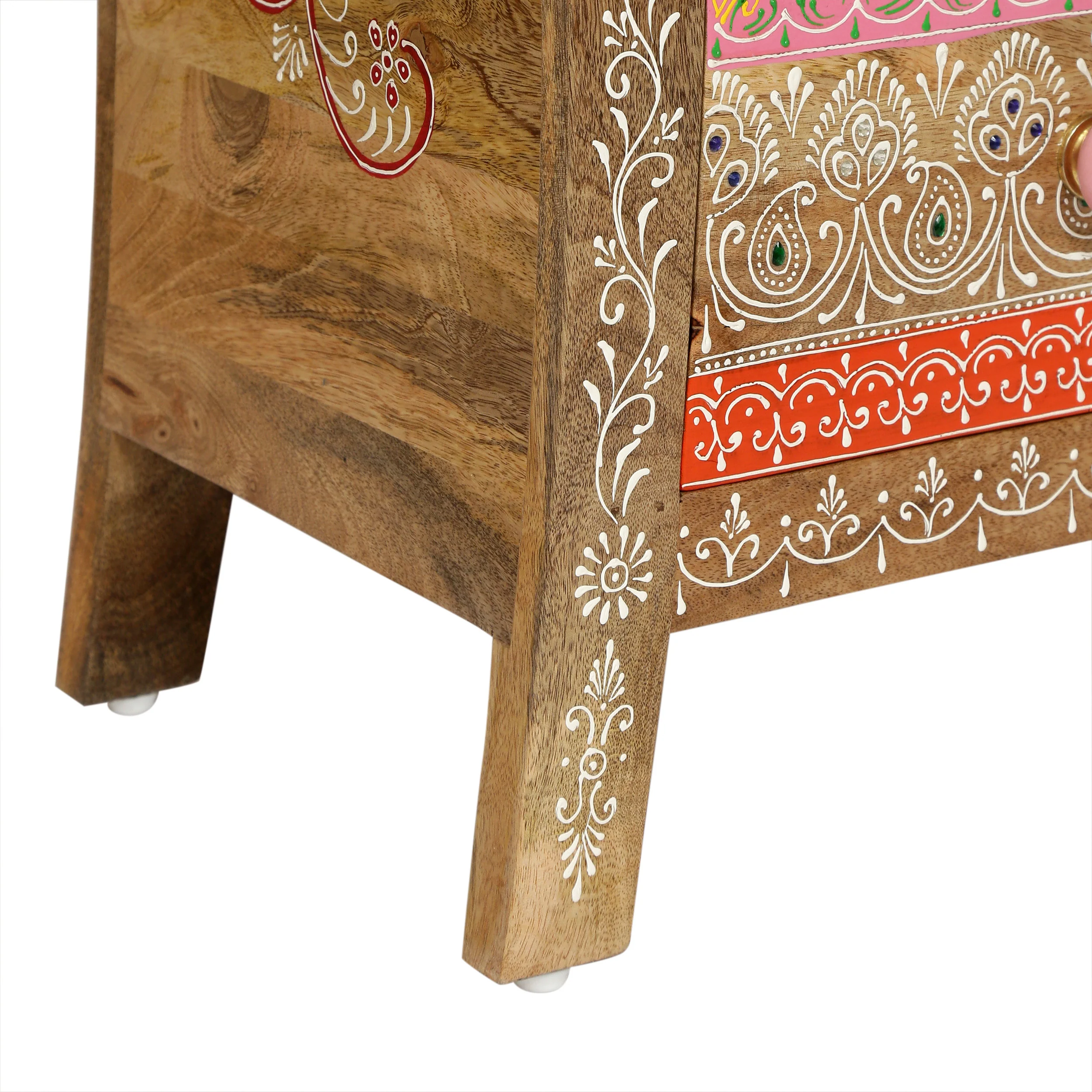 Ingersol Handcrafted Boho 2 Drawer Mango Wood Nightstand - furnishings
