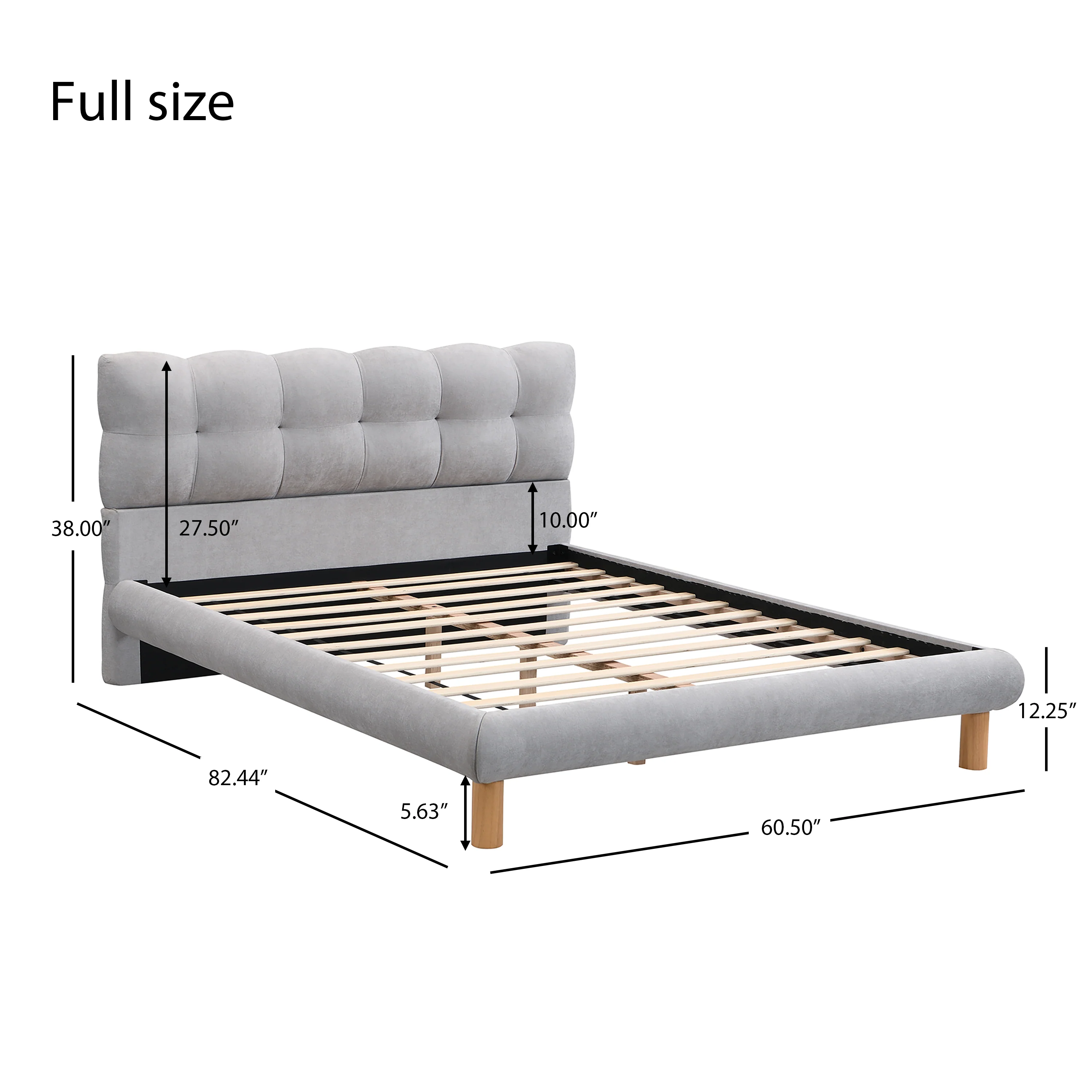 Caldwin Modern Upholstered Chenille Platform Bed with Headboard - furnishings