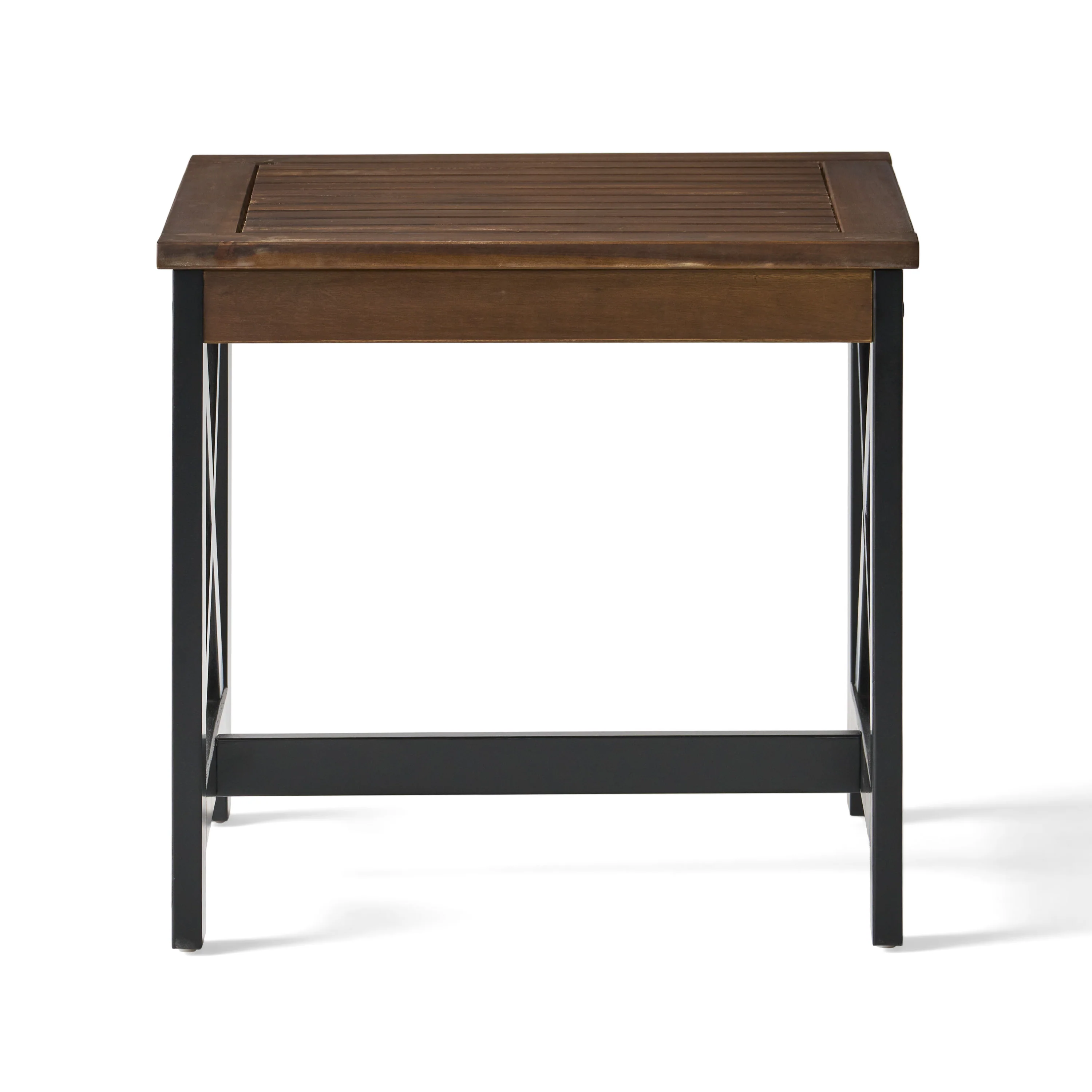 Jean Farmhouse X-Frame Acacia Wood End Table with Slat Top - furnishings