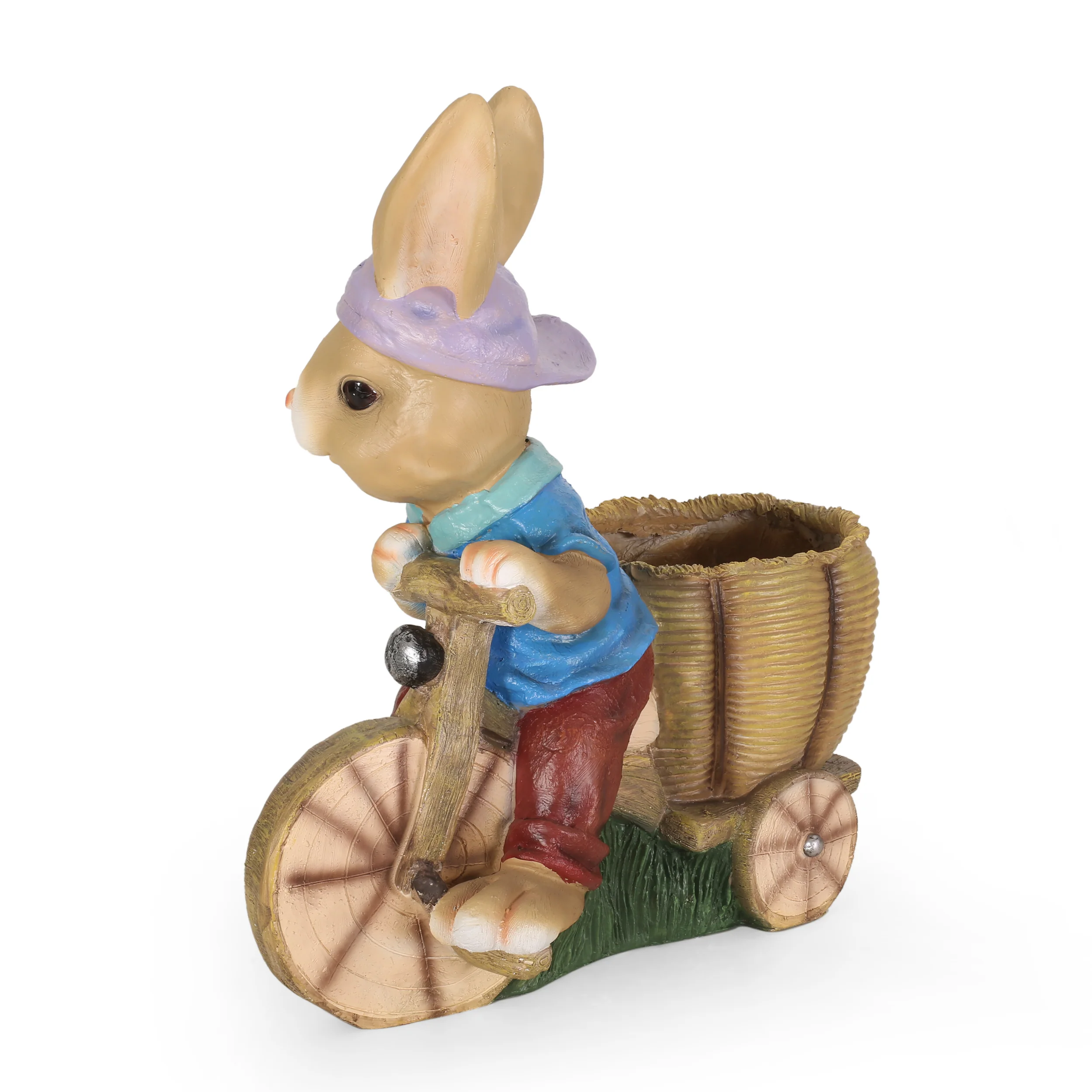 Kuhrs Outdoor Decorative Rabbit Planter, Blue and Brown - furnishings