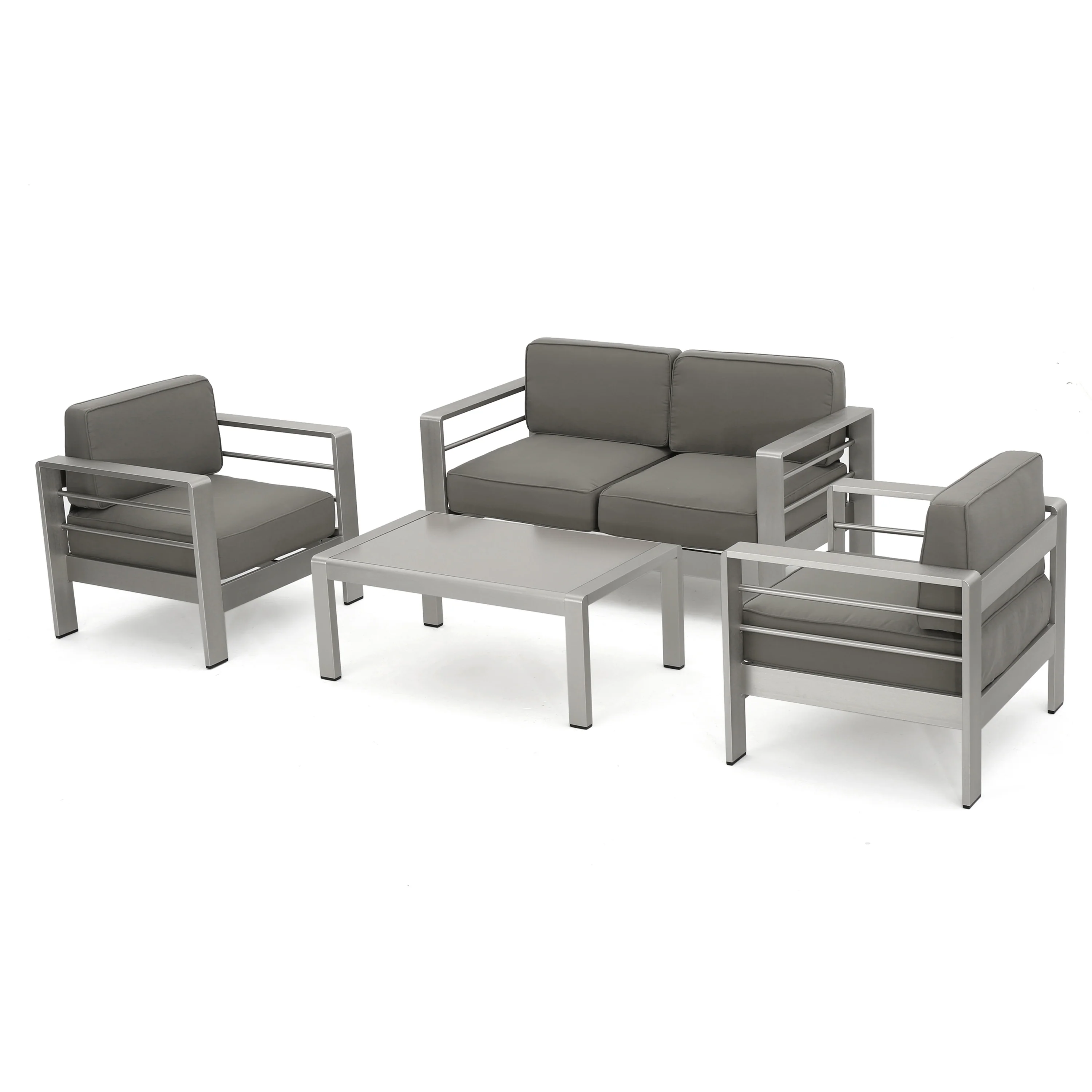 Sonora Outdoor Aluminum 4-piece Loveseat Set with Cushions - furnishings