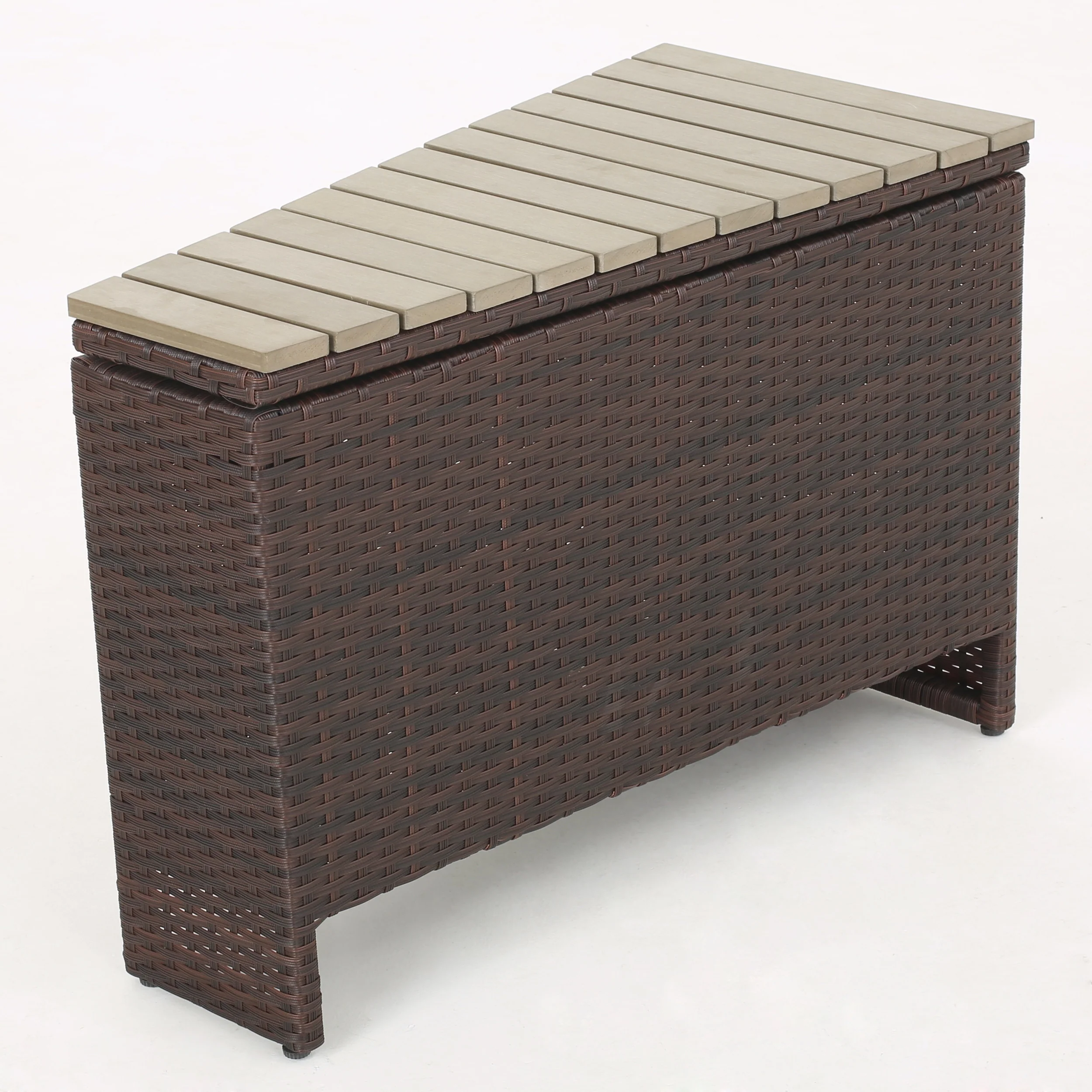 Boden Outdoor Wicker and Faux Wood Table Wedge Section Only, Brown - furnishings