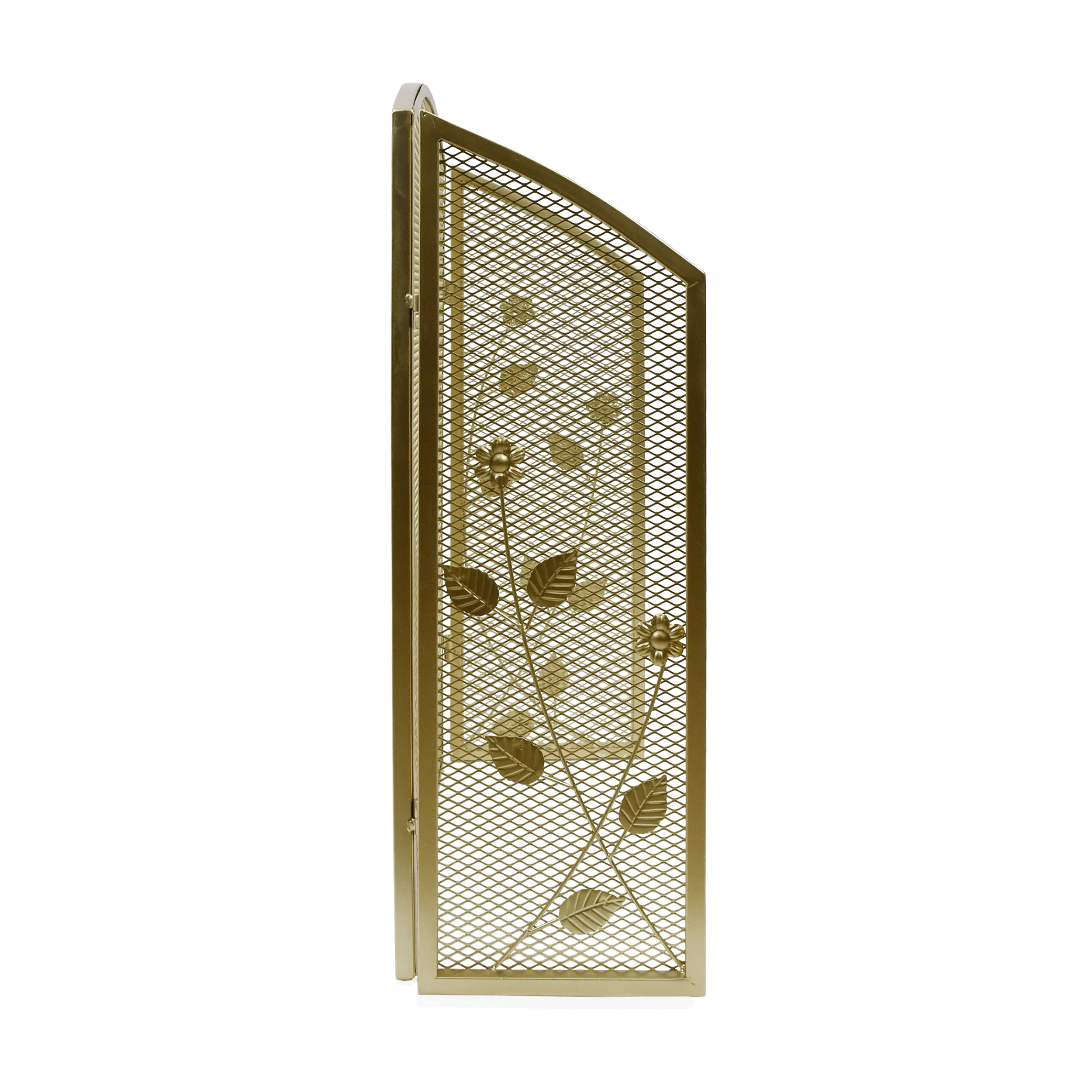 Jenna Modern Iron Firescreen with Leaf Accents - furnishings