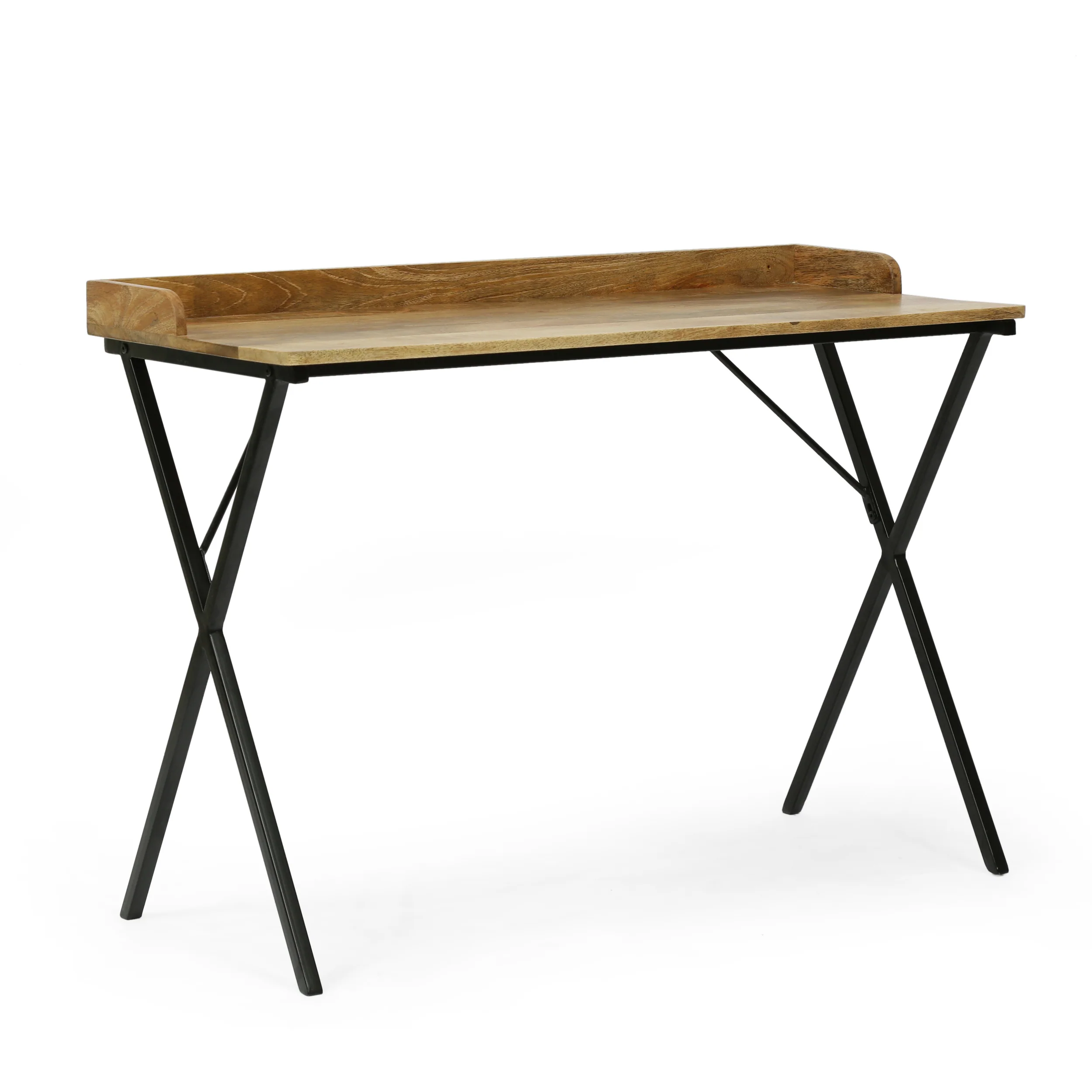 Bellbrook Modern Industrial Handmade Mango Wood Tray Top Console Table, Natural and Black - furnishings