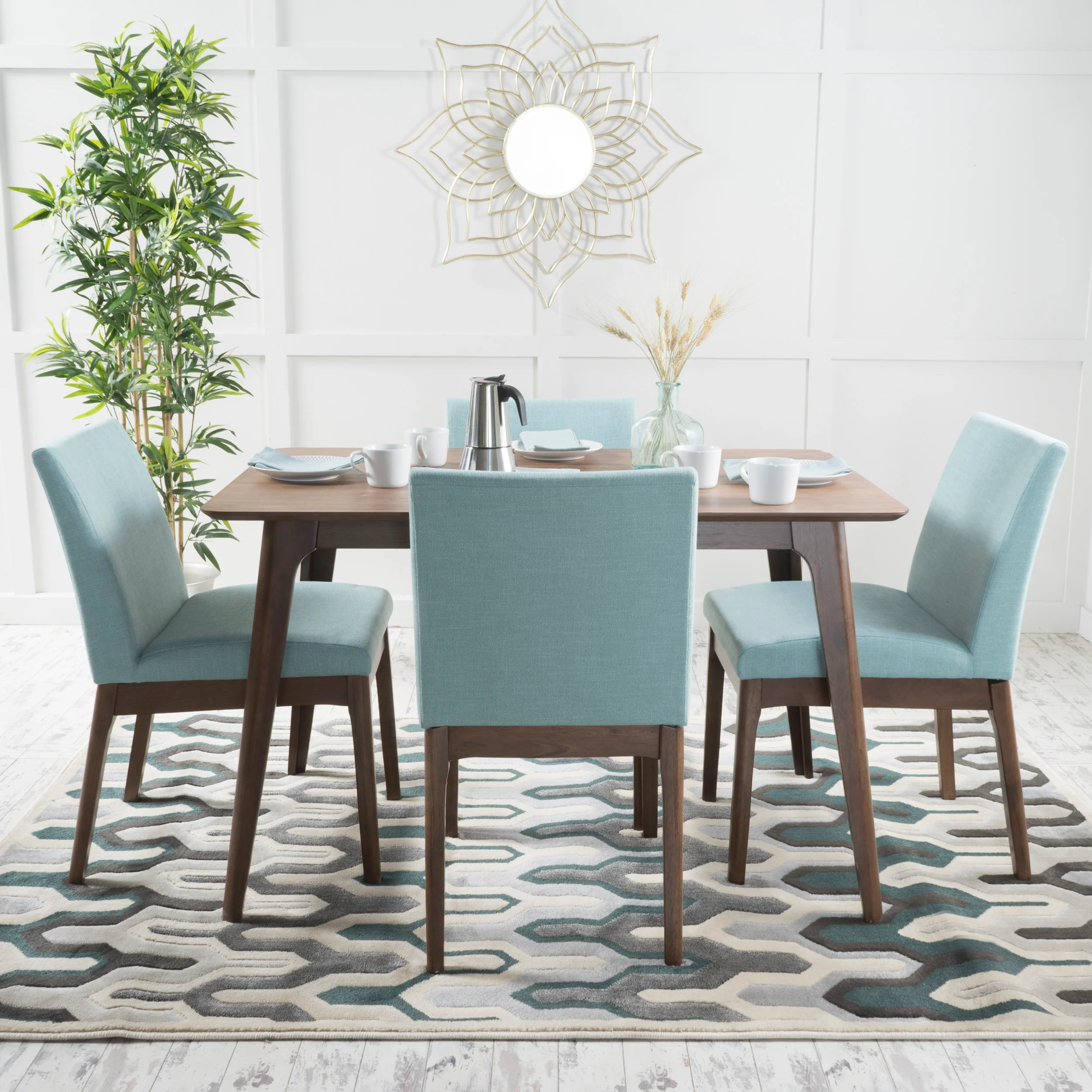 Kwame Natural Walnut Finish 50-inch Rectangular 5 Piece Dining Set - furnishings