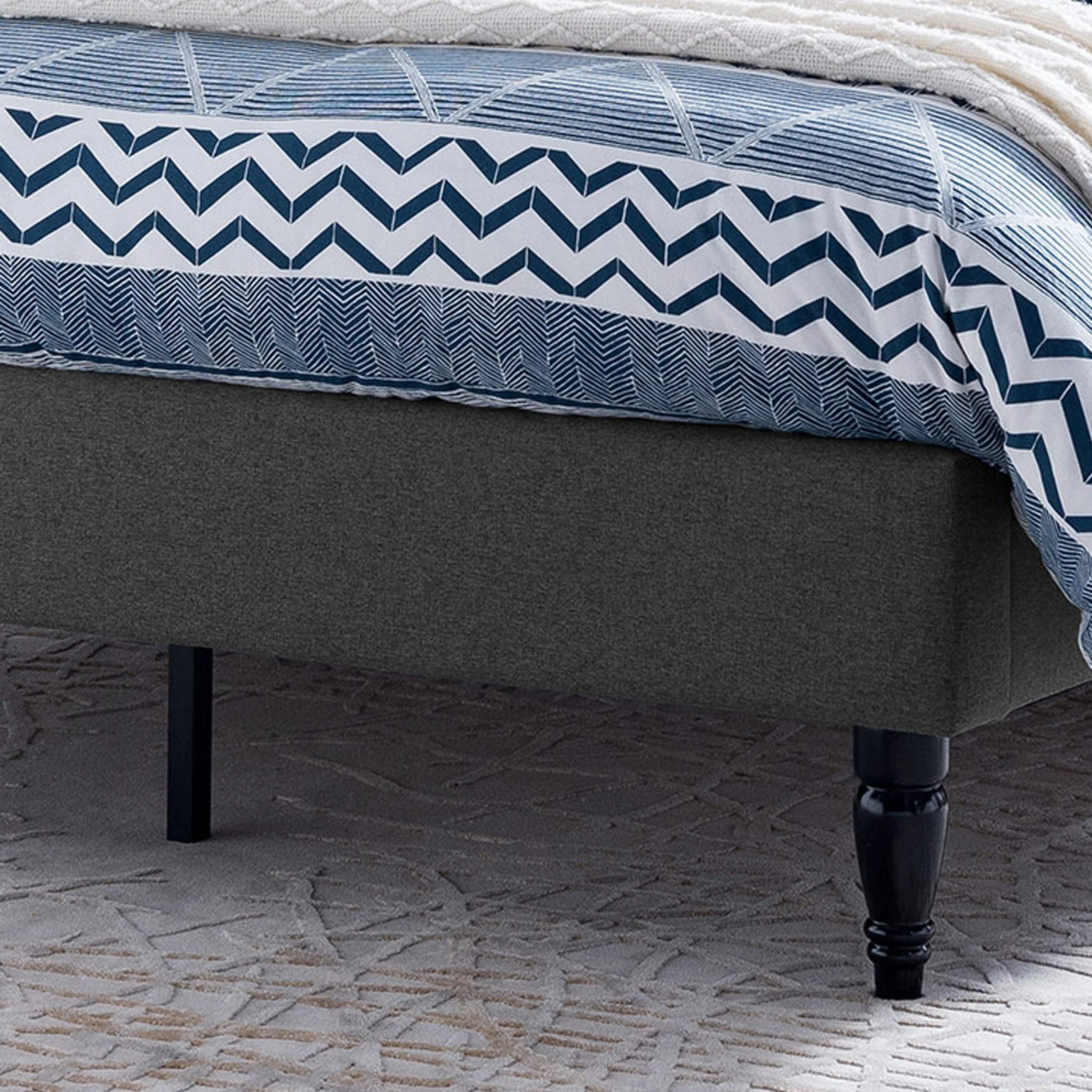 Ray Contemporary Rhinestone-Tufted Wingback Bed Frame with Nailhead Trim - furnishings