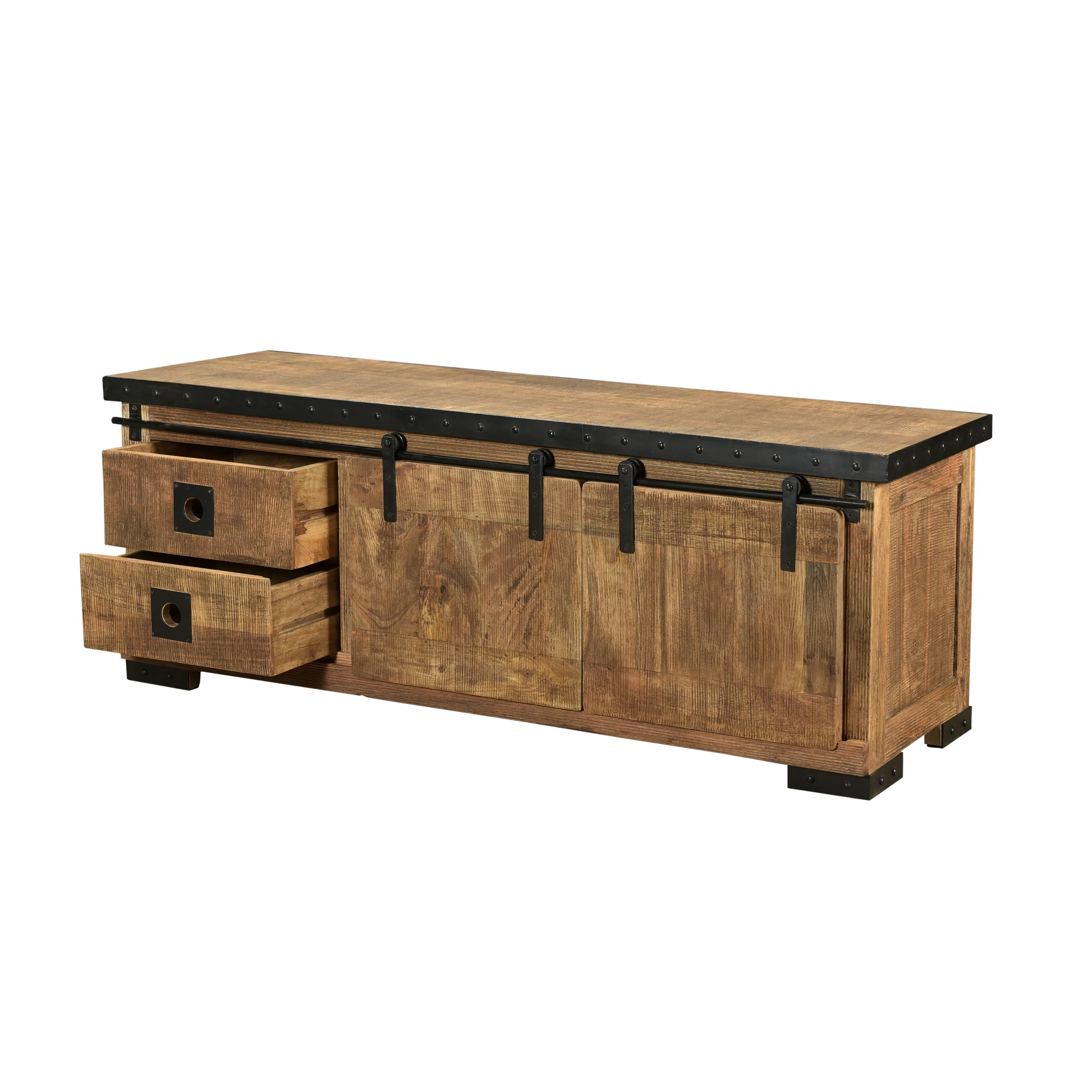 Madge Farmhouse Wood'n'Metal Drawers & Shelves TV Stand - furnishings