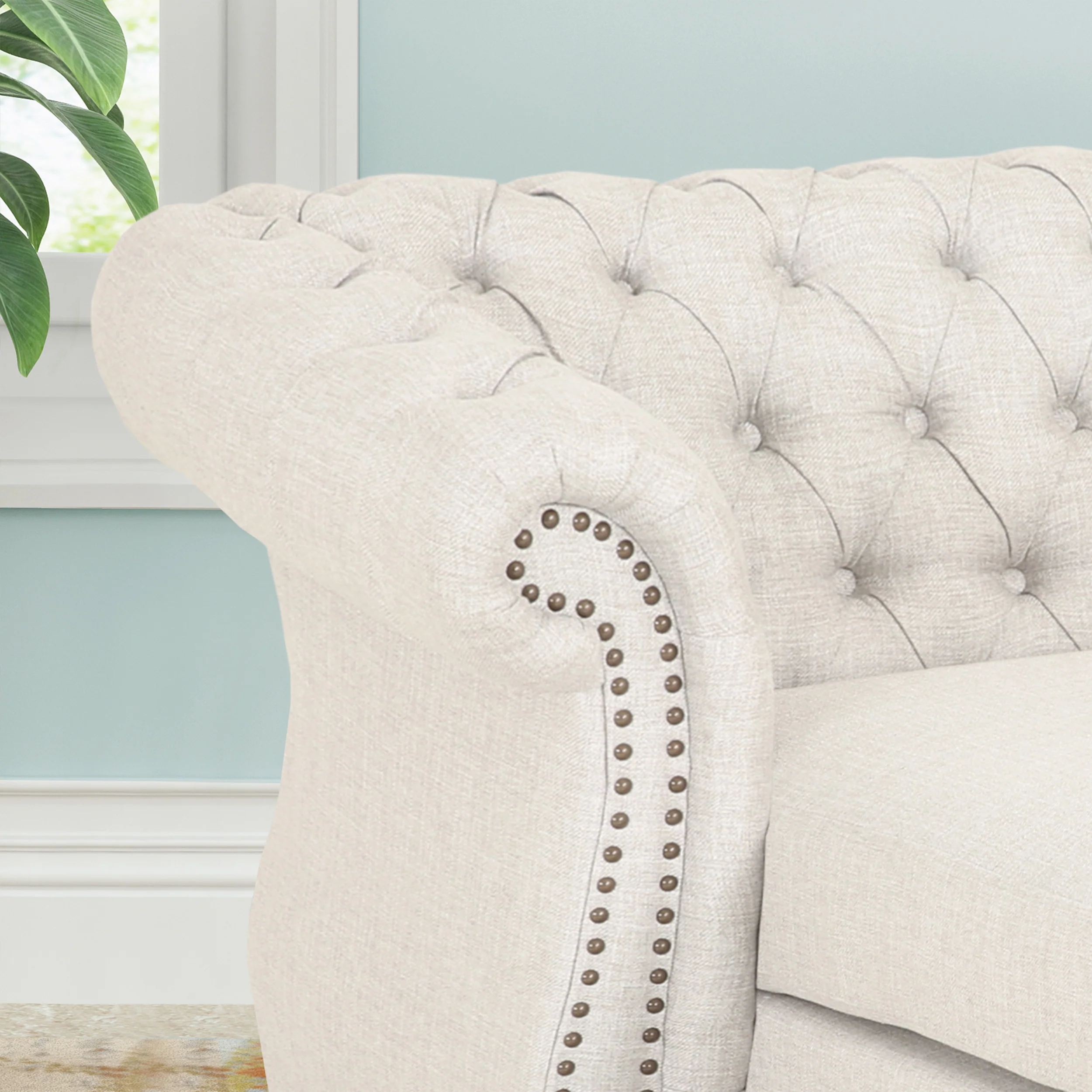 Phyllis Modern Glam Fabric Chesterfield Chaise Lounge - furnishings