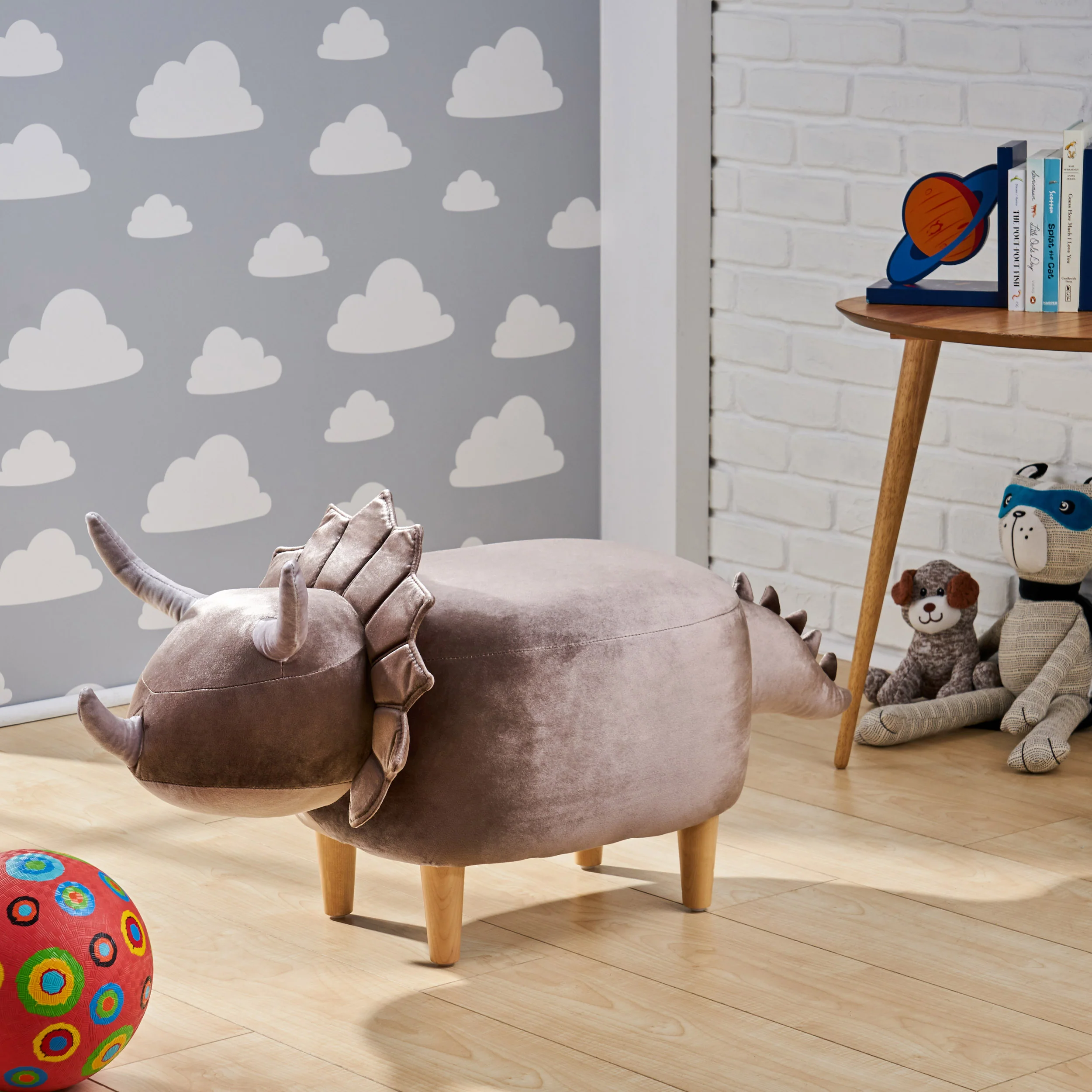 Nikolai Velvet Dinosaur Ottoman - furnishings