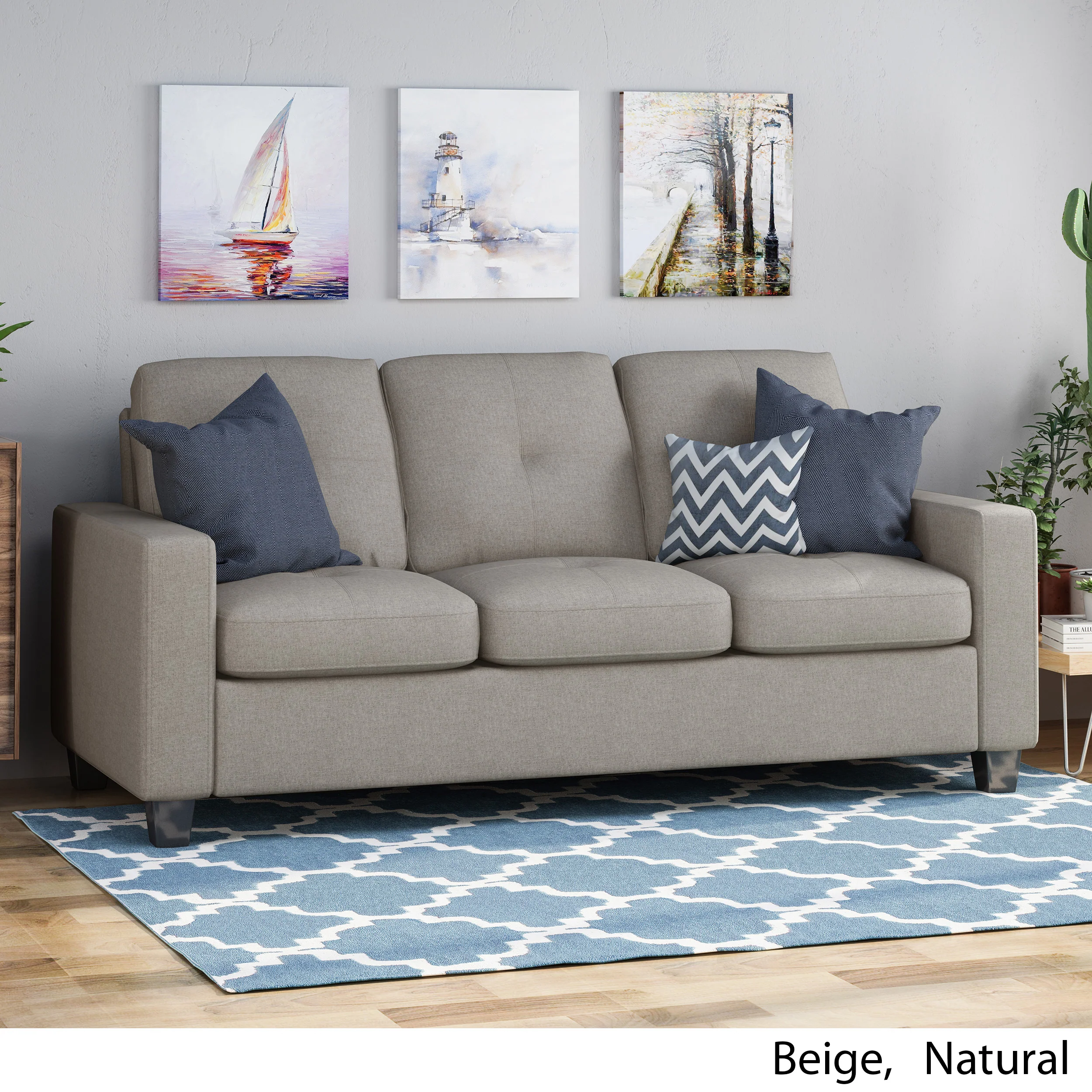 Viviana Three Seater Sofa with Wood Legs - furnishings