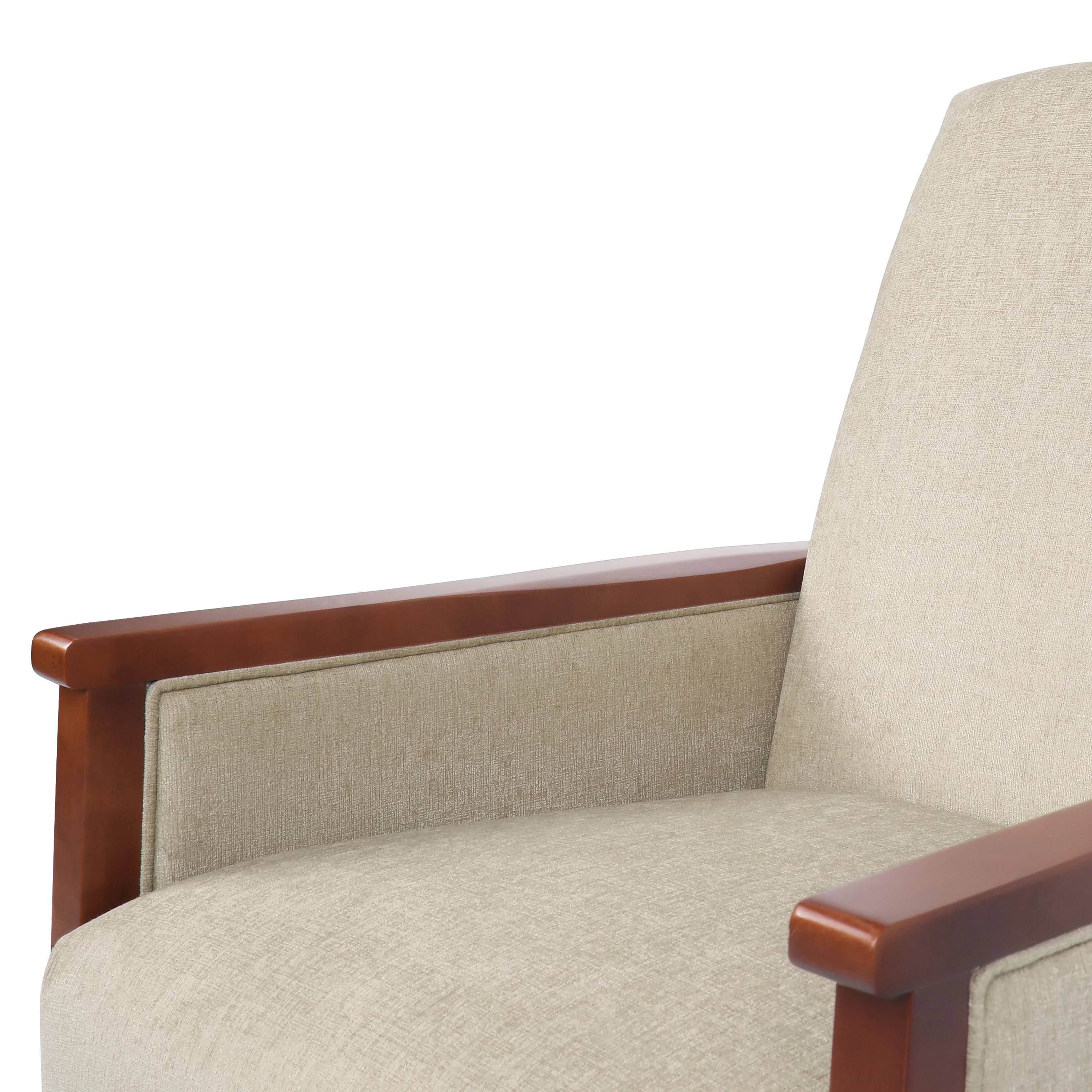 Ambleside Mid Century Modern Fabric Upholstered Wood Pushback Recliner - furnishings