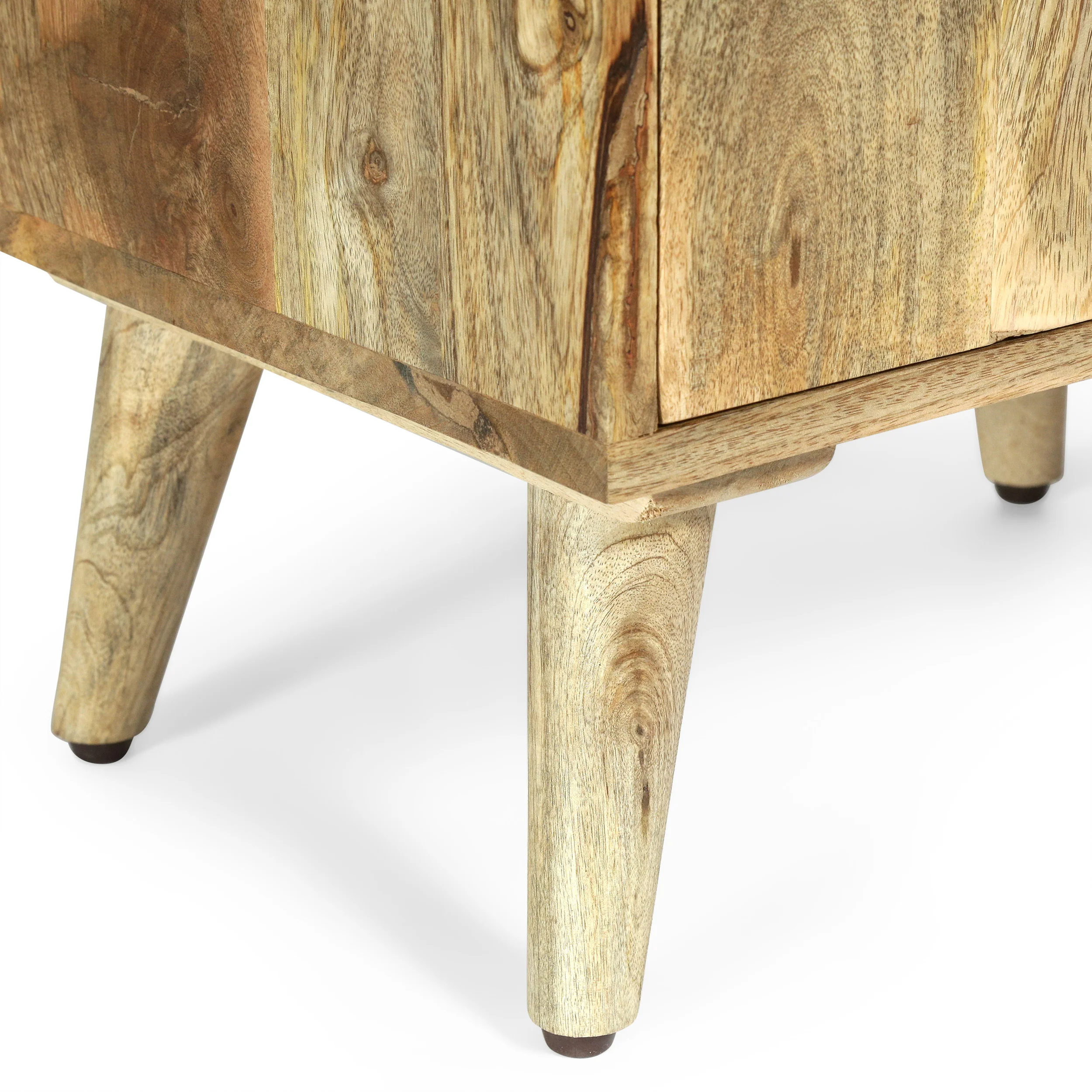 Stowe Boho Handcrafted Mango Wood Nightstand with Storage, Natural - furnishings