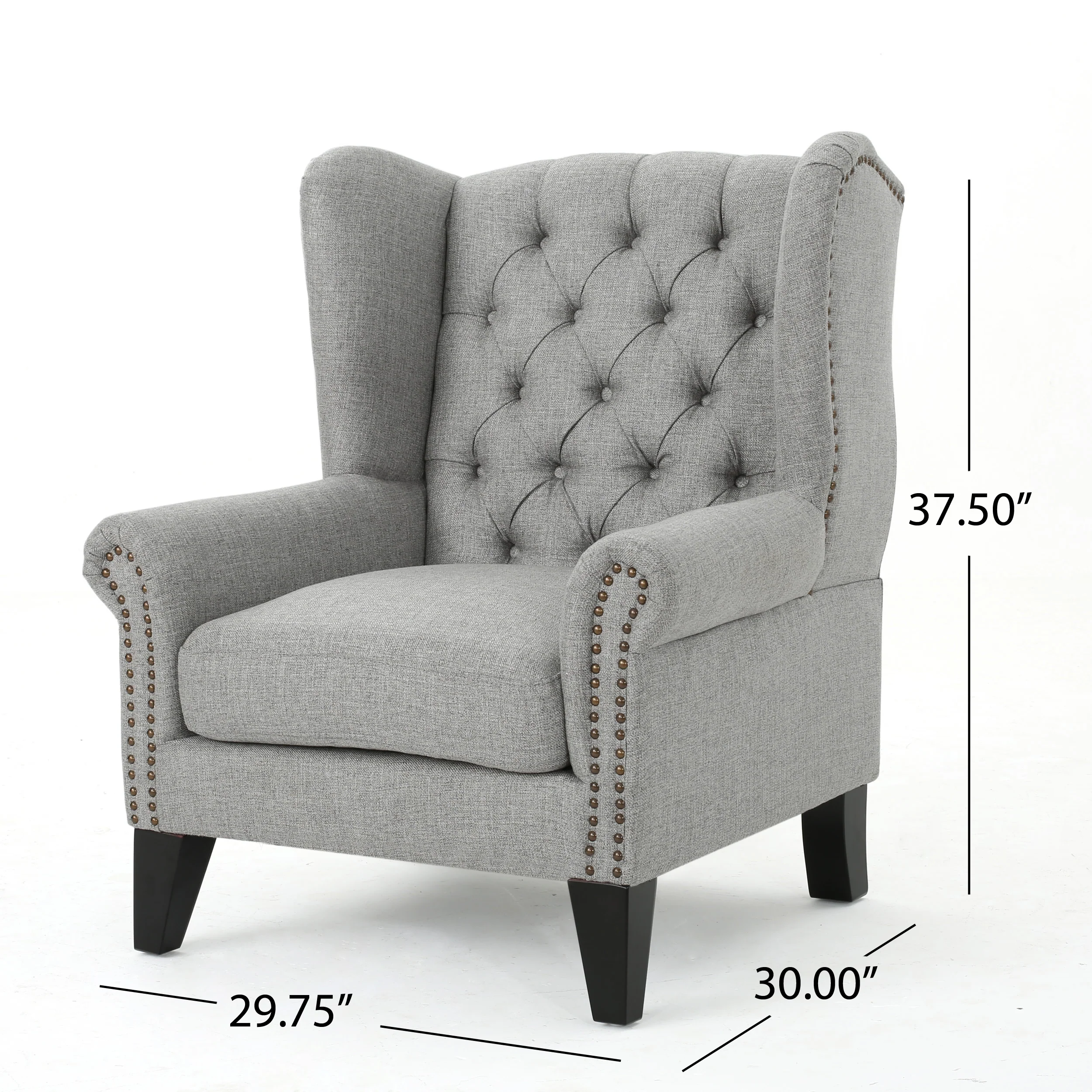 Lainie Traditional Tufted Winged Fabric Accent Chair - furnishings