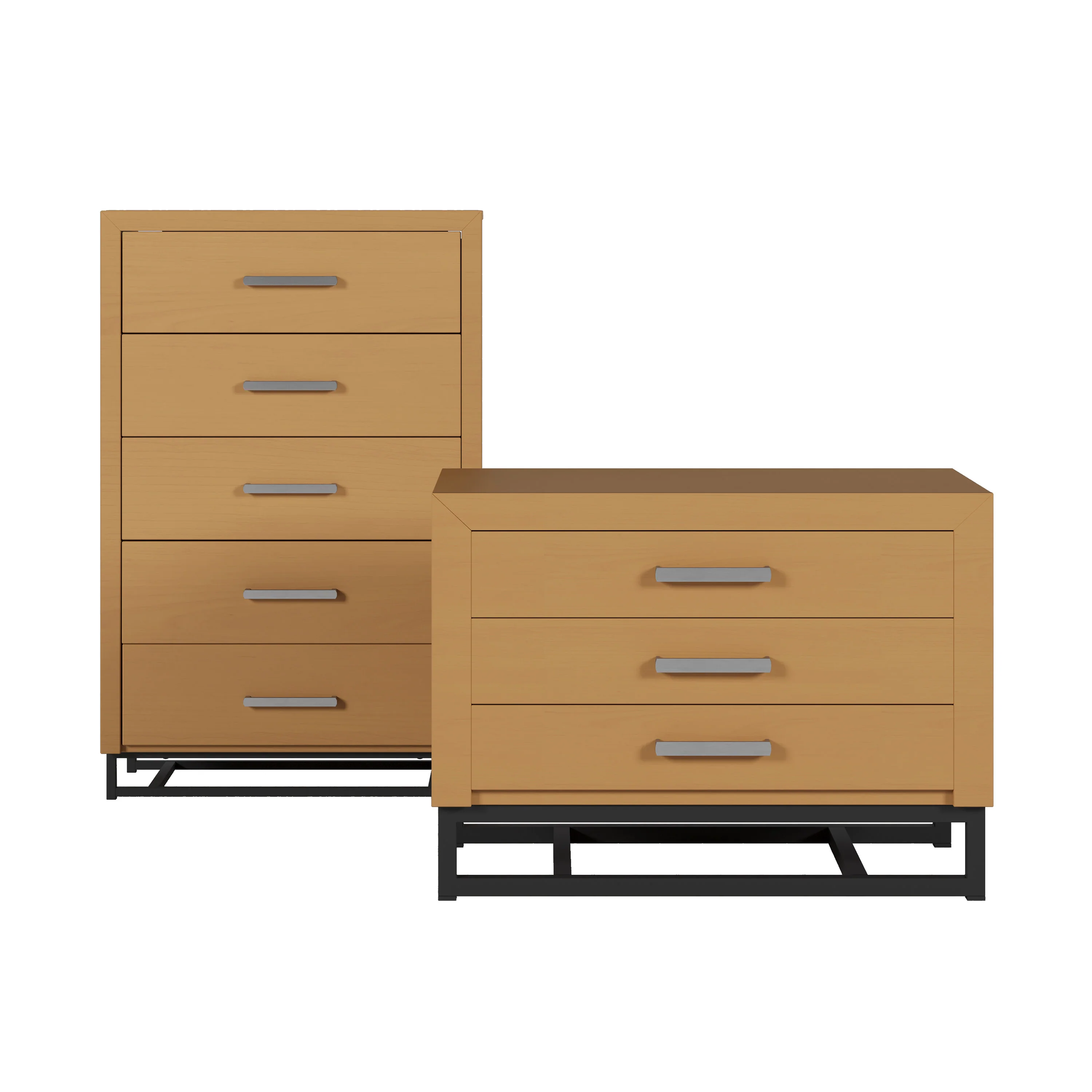 Borah Contemporary Faux Wood 2 Piece 5 Drawer Dresser and Nightstand Bedroom Set - furnishings