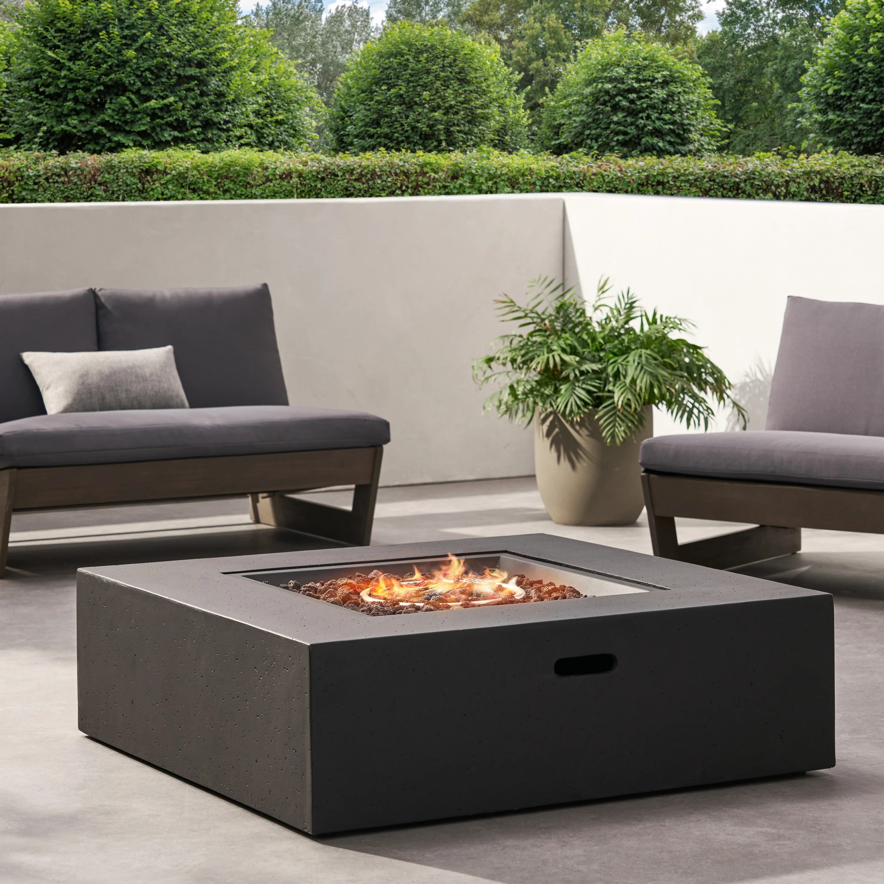 Hearth Outdoor 50,000 BTU Lightweight Concrete Square Fire Pit (No Tank Holder) - furnishings