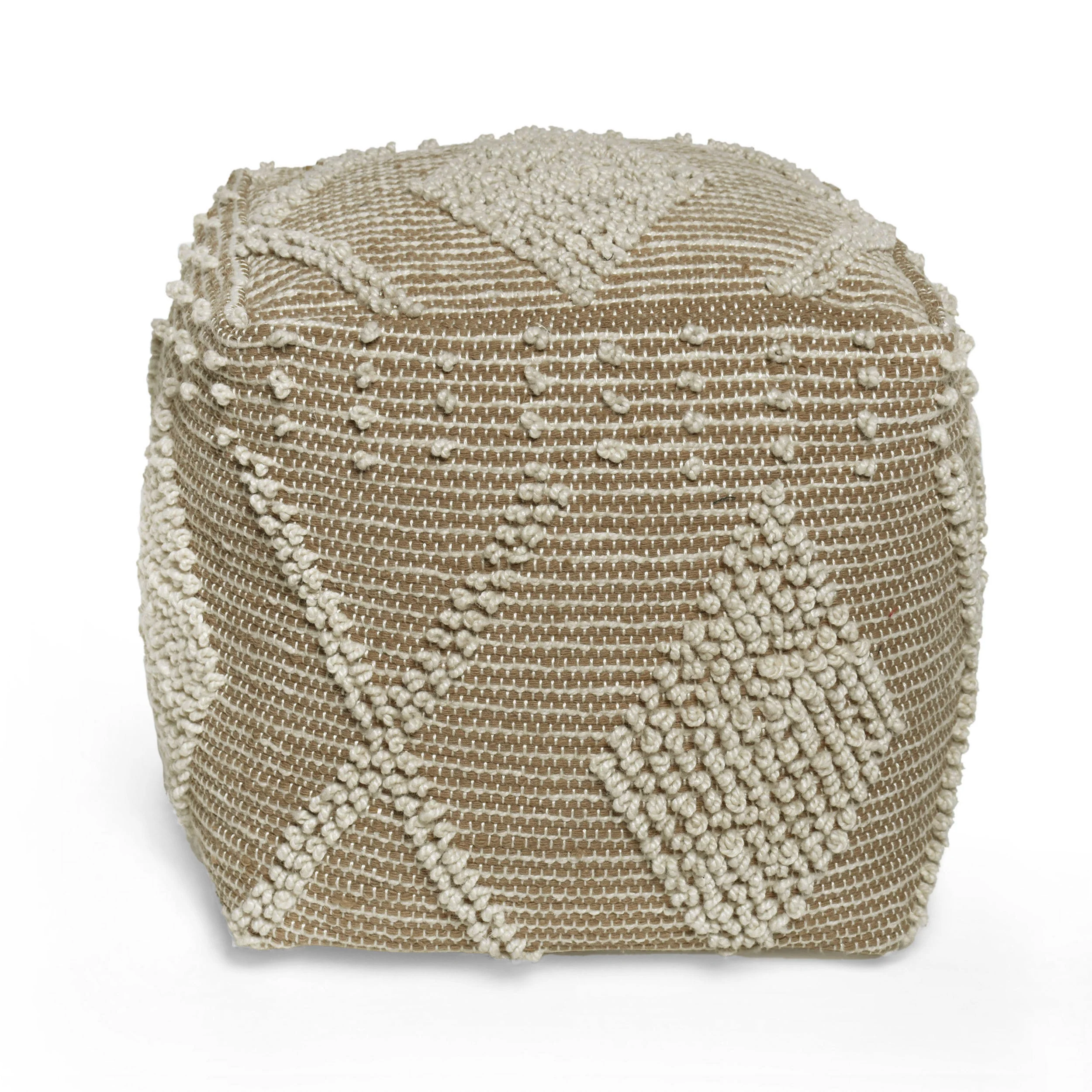Dereka Contemporary Handcrafted Faux Yarn Pouf - furnishings