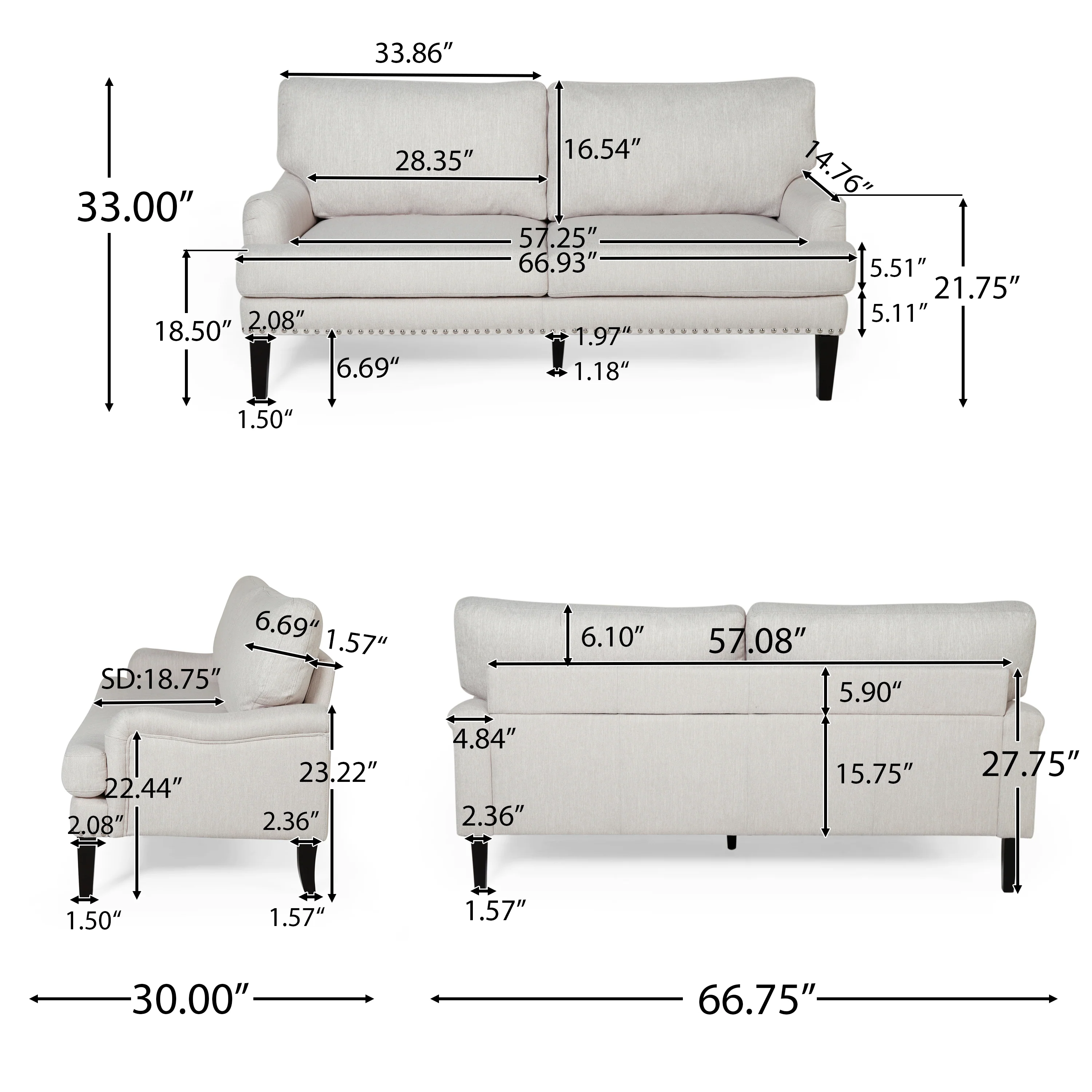 Karsyn Contemporary Fabric Loveseat - furnishings