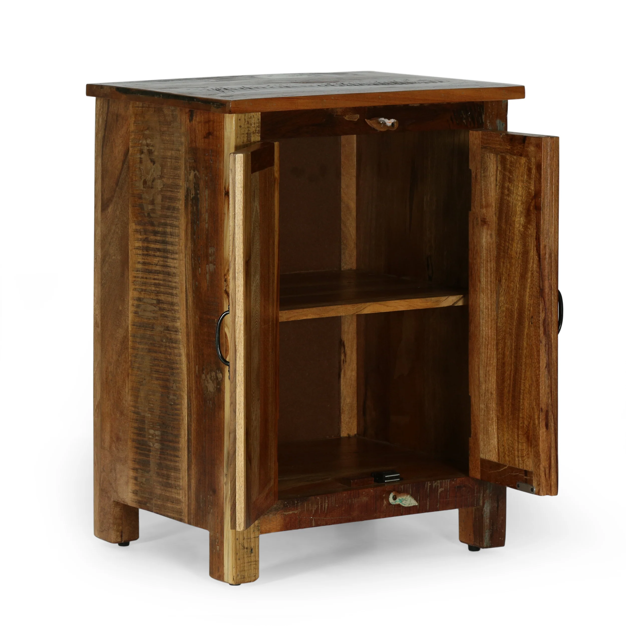 Kinner Boho Handcrafted 2 Door Wood Sideboard, Natural and Multi-Colored - furnishings