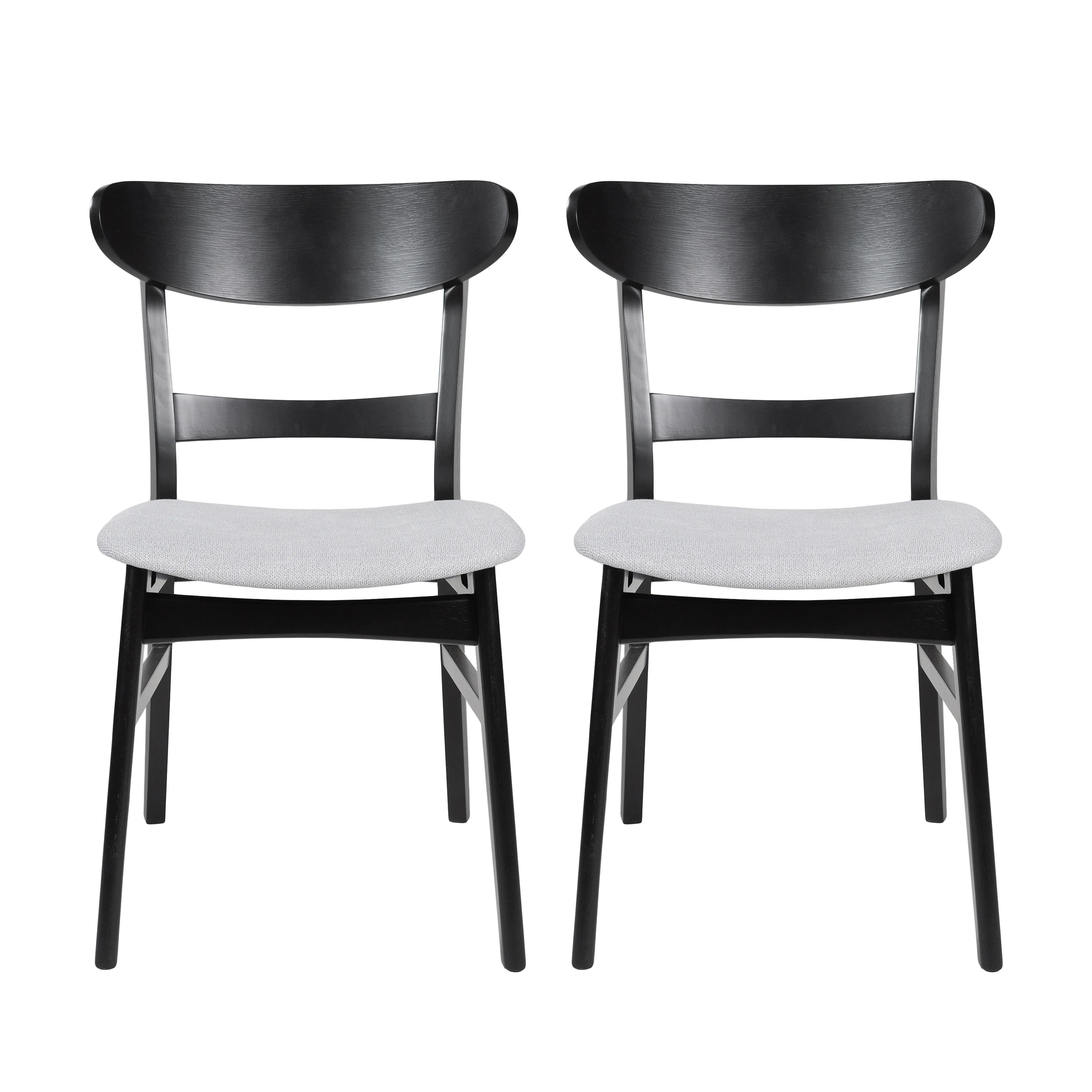 Isador Mid Century Modern Fabric Upholstered Wood Dining Chairs, Set of 2 - furnishings