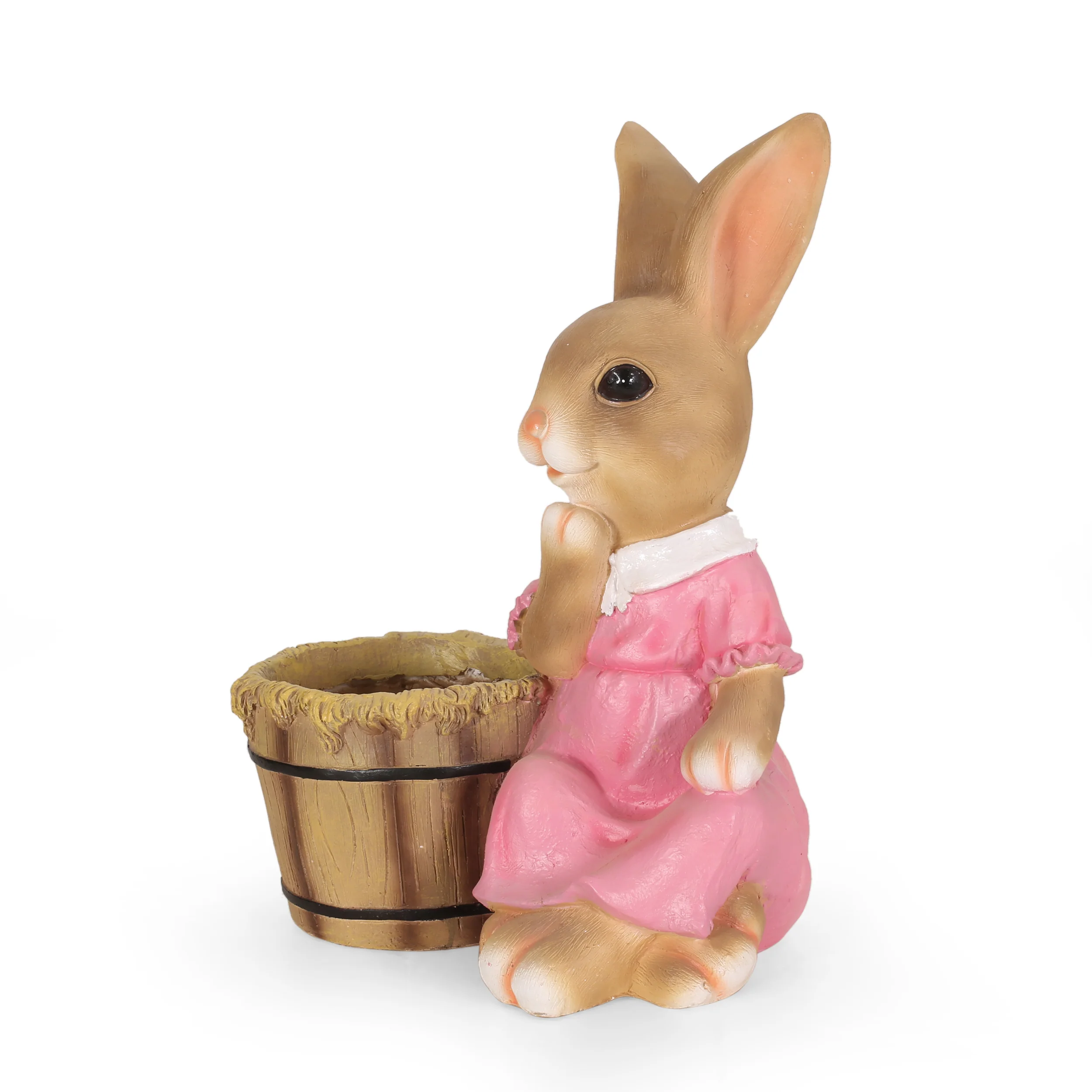 Russell Outdoor Decorative Rabbit Planter, Brown and Pink - furnishings