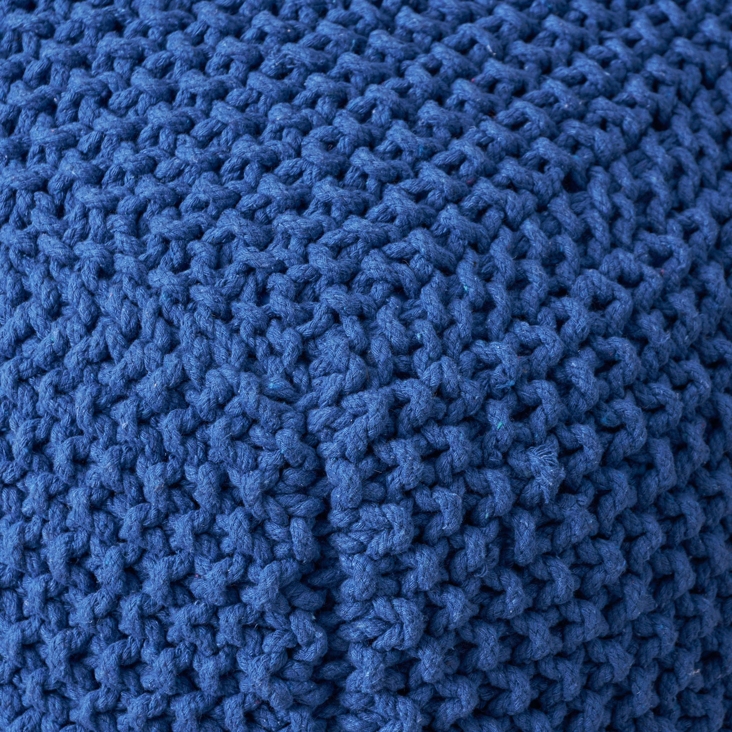 Knox Modern Boho Hand-Knitted Cotton Thread Pouf Foot Stool - furnishings