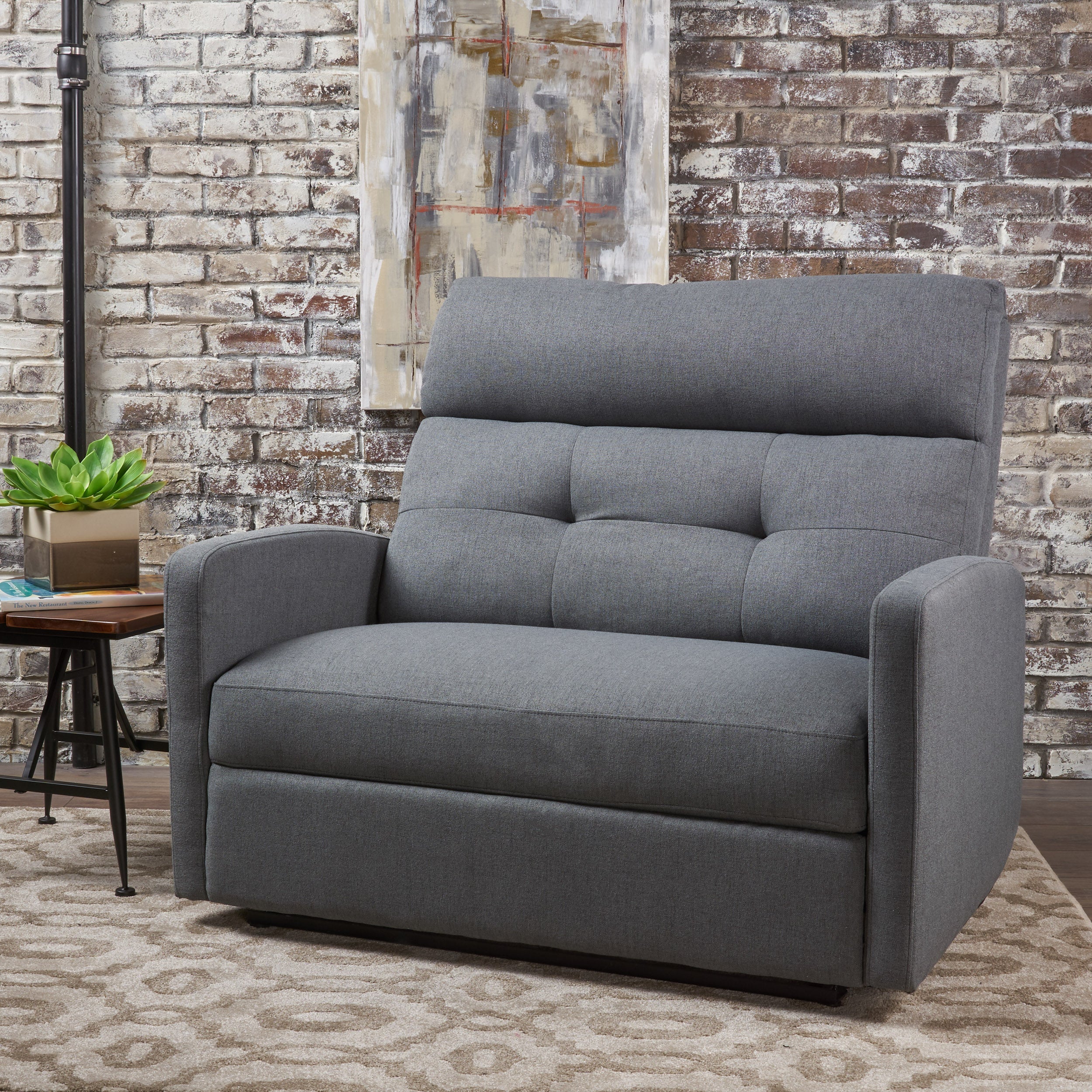 Hana Plush Cushion Tufted Back Fabric Loveseat Recliner - furnishings