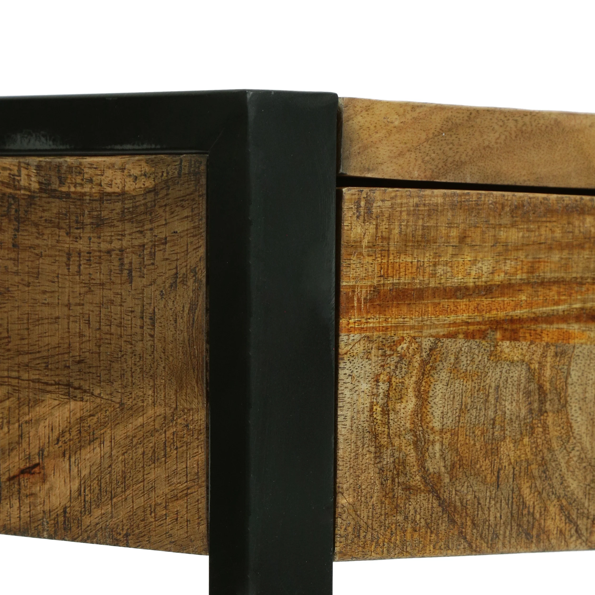 Jarvi Modern Industrial Handcrafted Mango Wood Desk with Drawers, Natural and Black - furnishings
