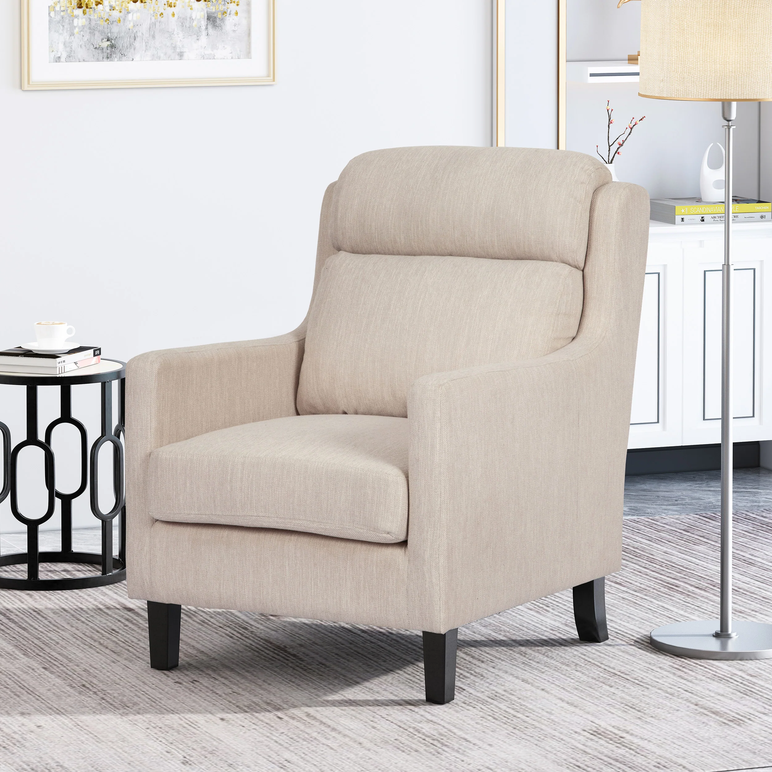 Baden Contemporary Pillow Tufted Fabric Club Chair - furnishings