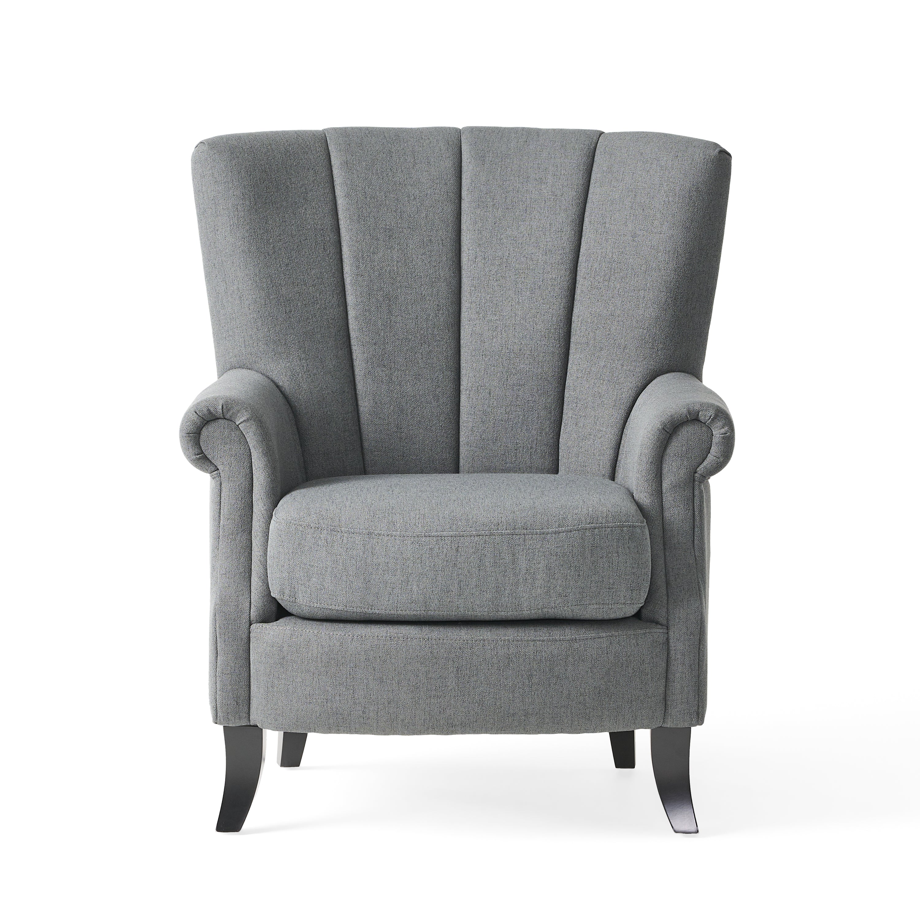 Ezra Contemporary Channel Stitch Upholstered Fabric Club Chair - furnishings