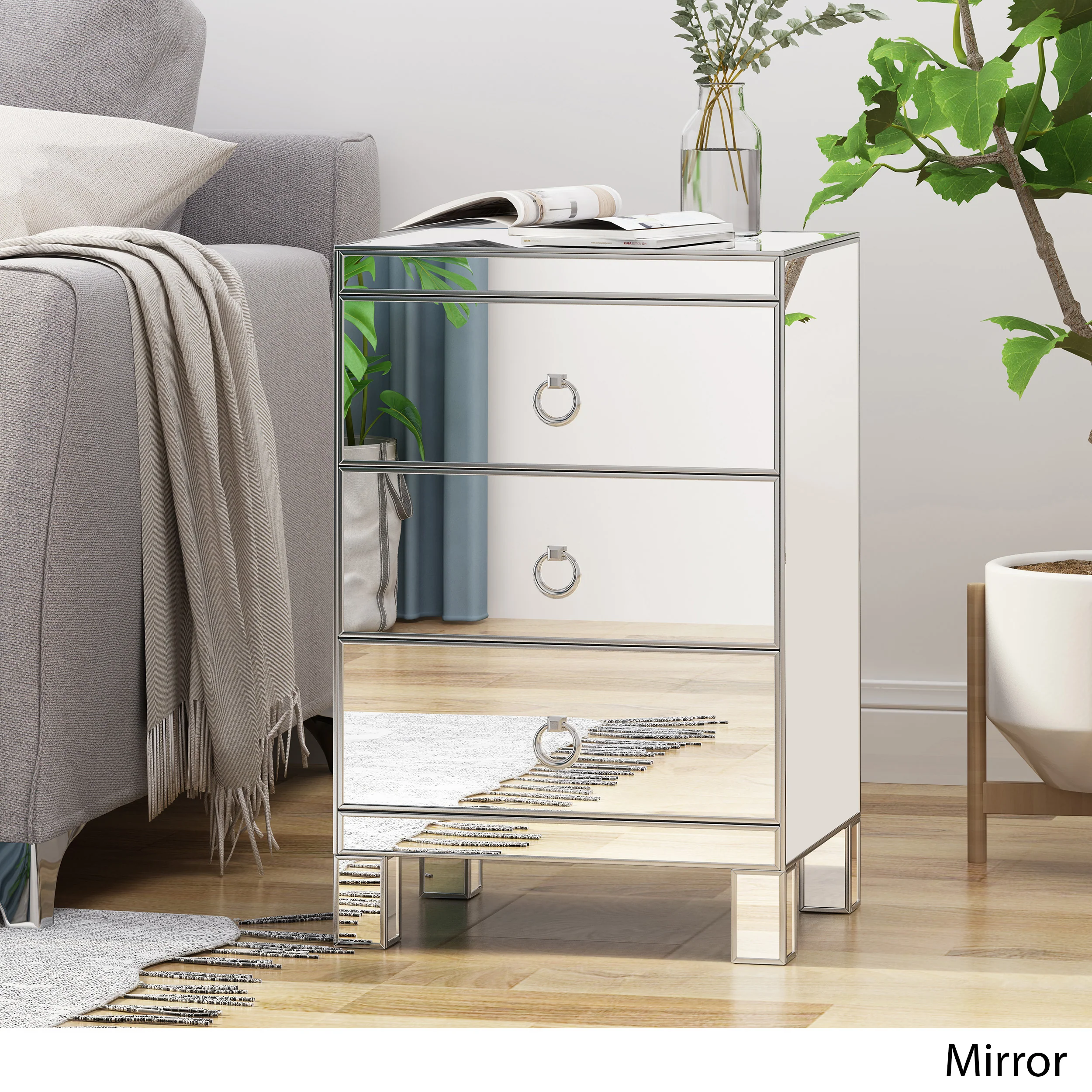 Hedy Modern Mirrored 3 Drawer Cabinet - furnishings