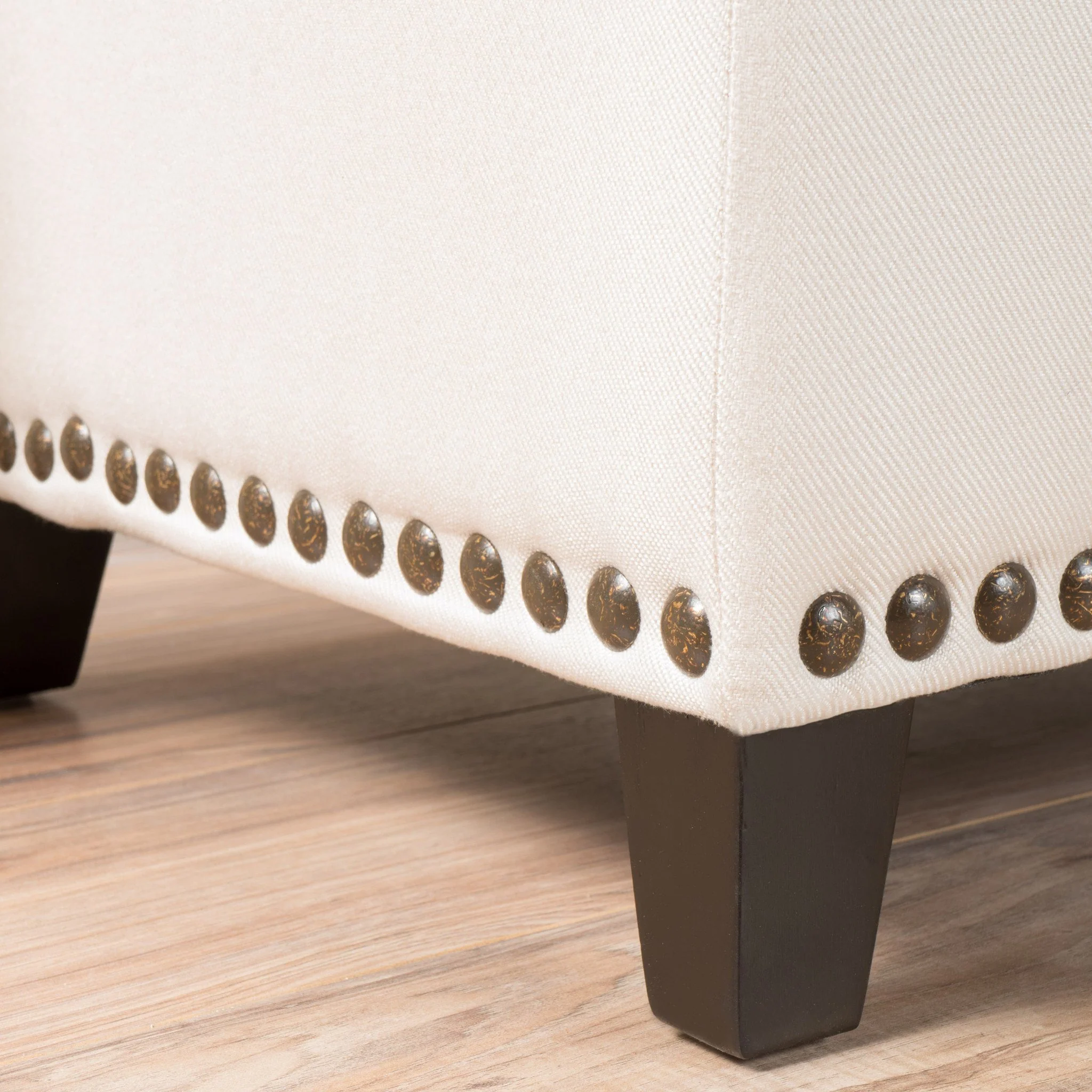 Labella Contemporary Fabric Upholstered Storage Ottoman with Nailhead Trim - furnishings