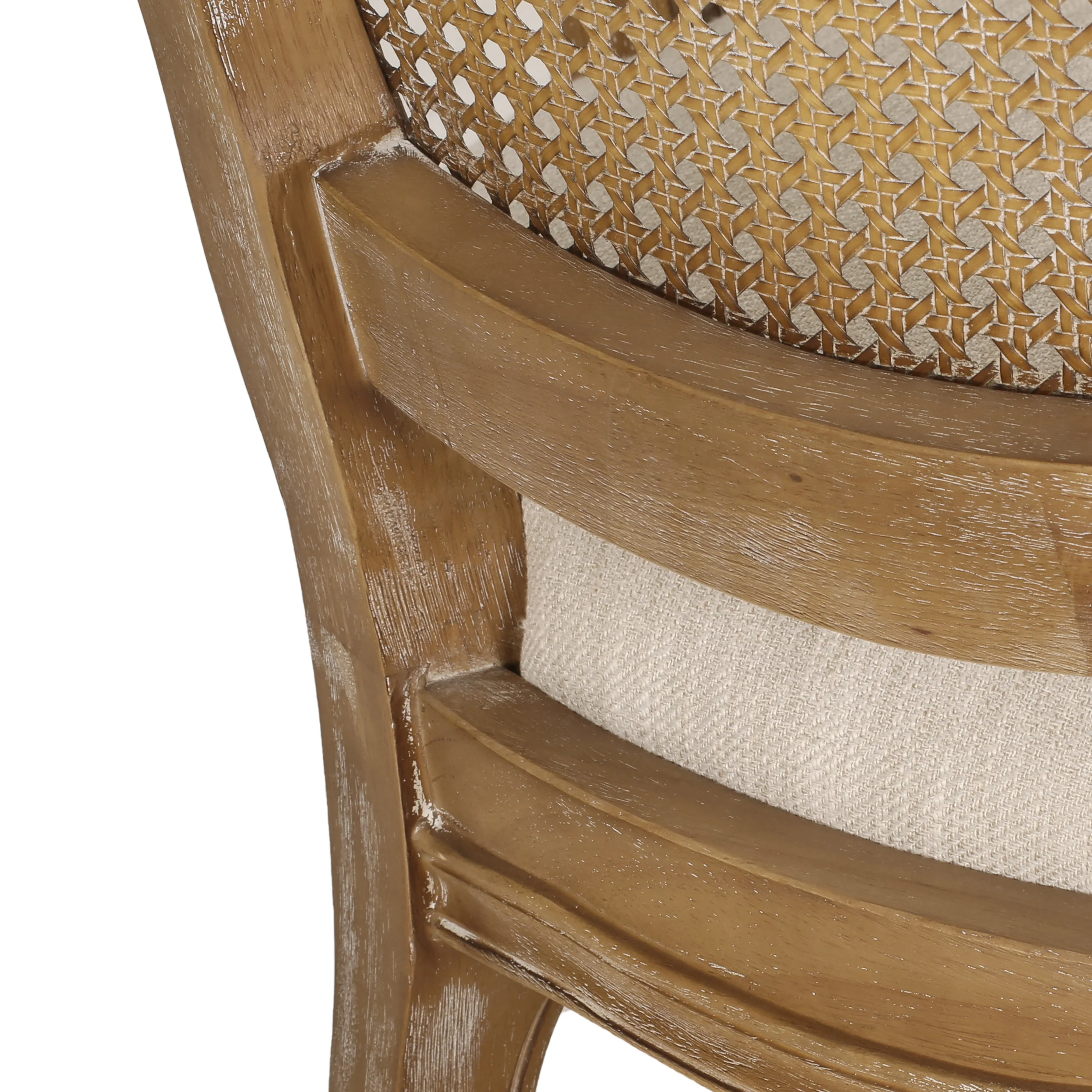 Fescue French Country Fabric Upholstered Wood and Cane Expandable 7 Piece Dining Set - furnishings