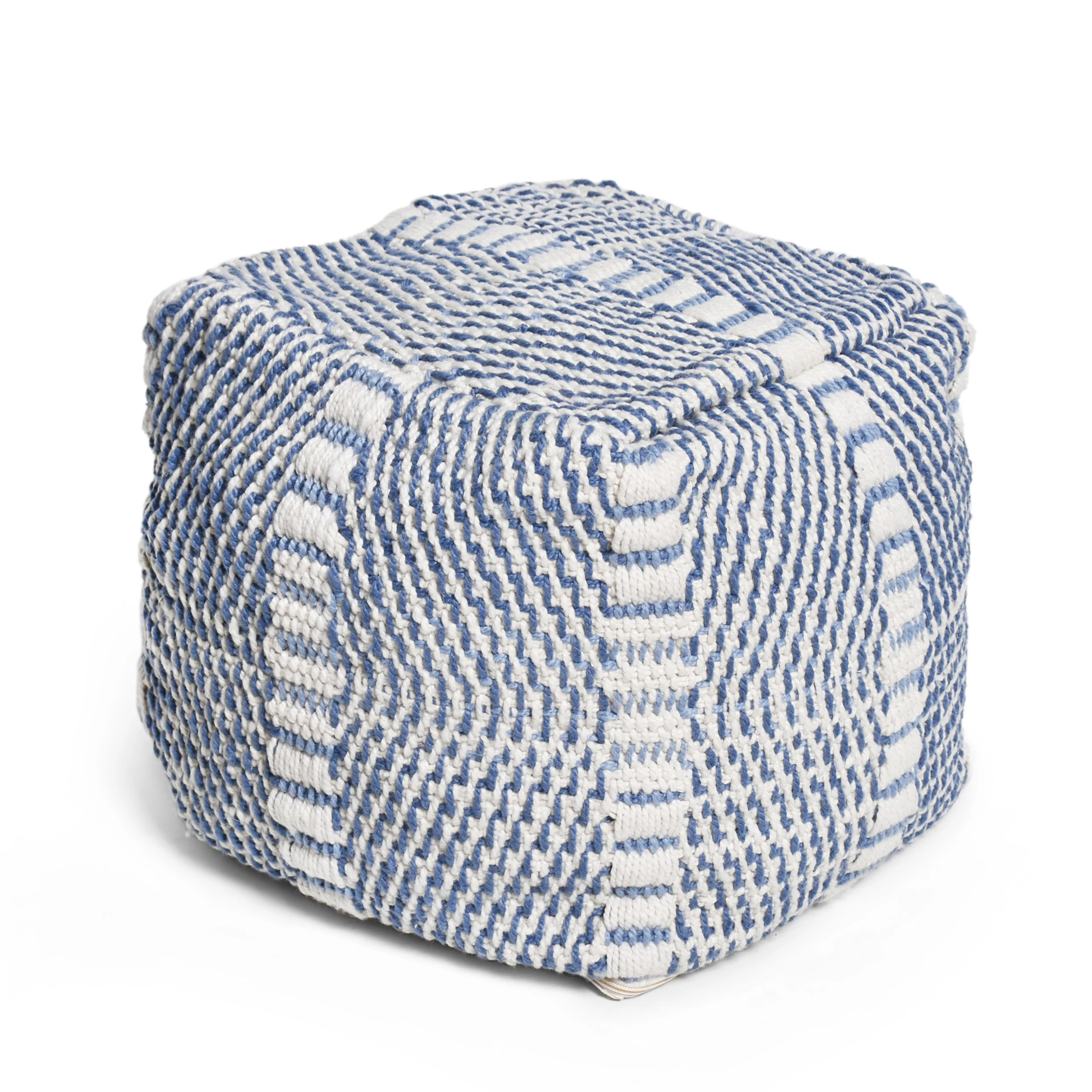 Dexter Indoor Handcrafted Boho Water Resistant Cube Pouf - furnishings