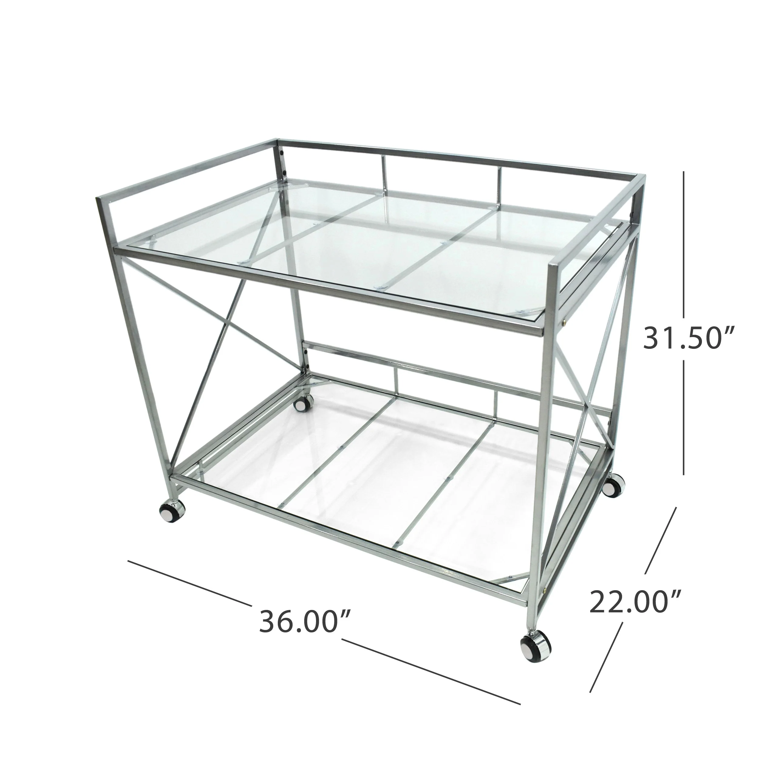 Danae Modern Iron and Glass Bar Cart, Silver - furnishings