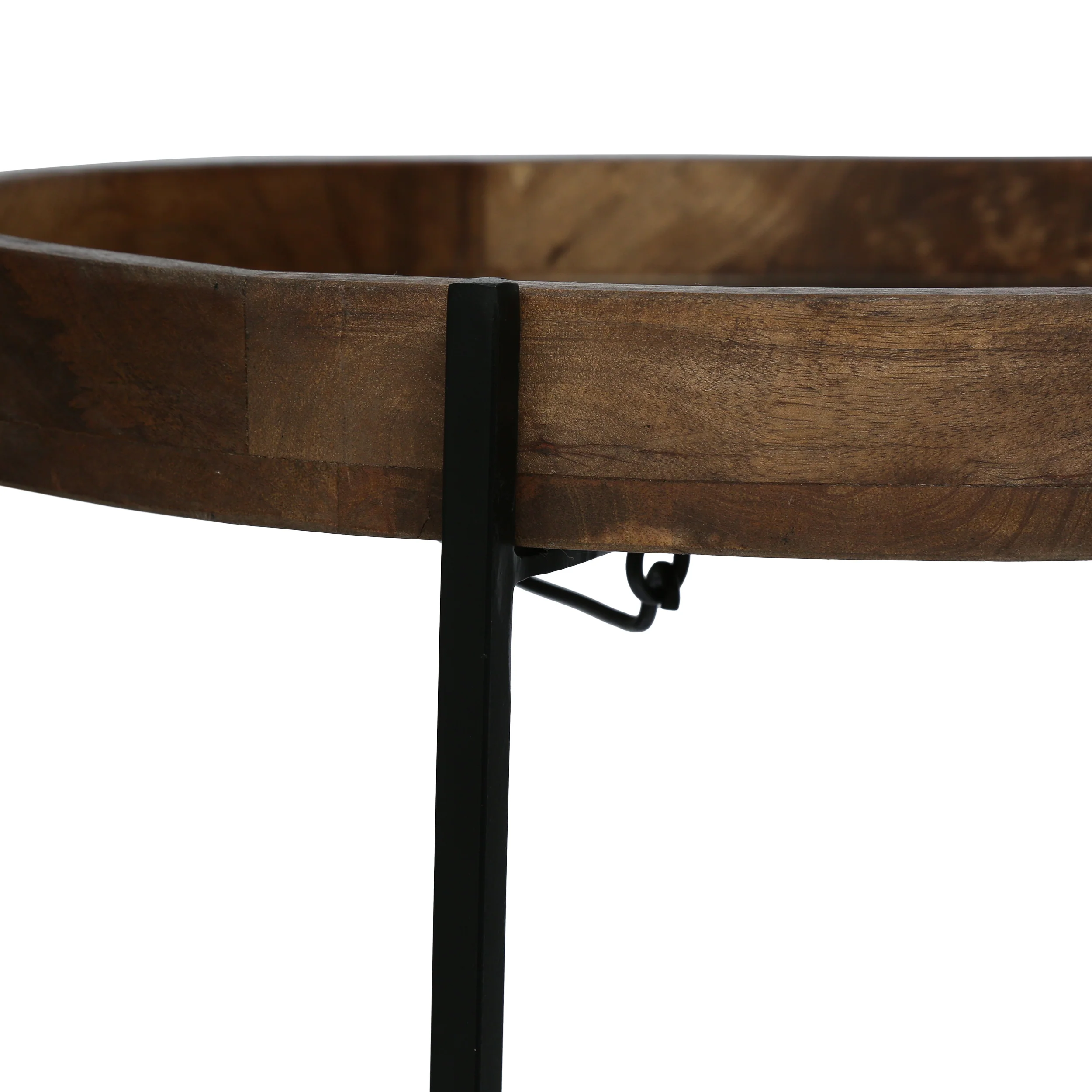 Glynn Tift Handcrafted Modern Industrial Mango Wood Folding Tray Top Side Table - furnishings