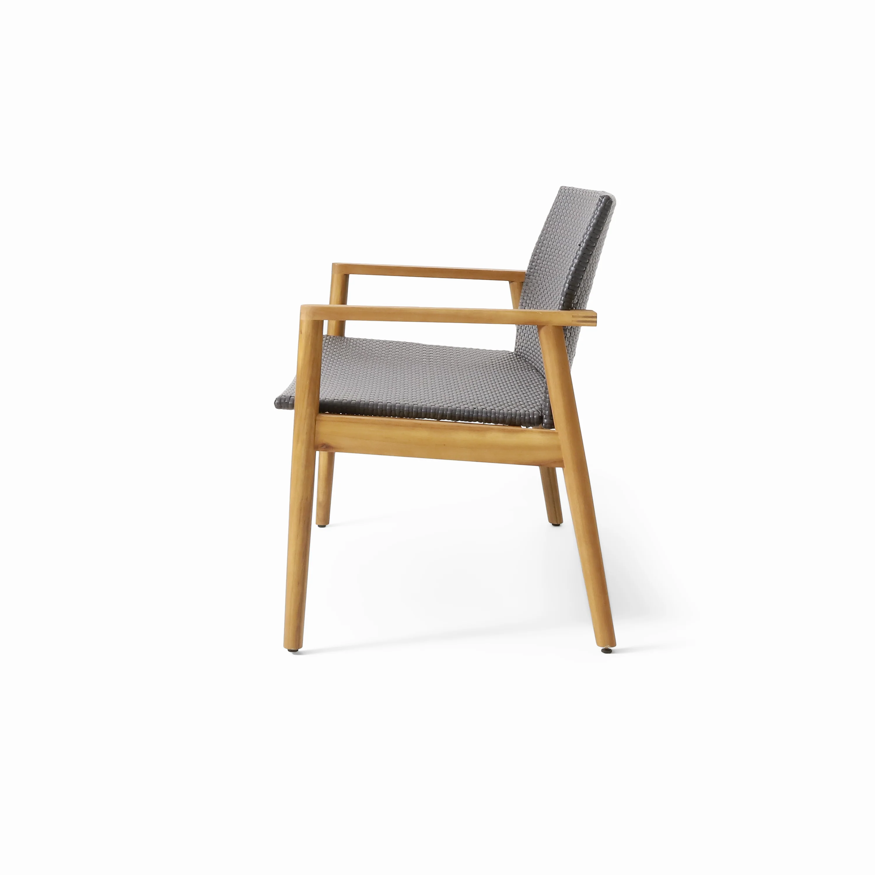 Alamosa Outdoor Wicker and Acacia Wood Loveseat, Gray and Teak - furnishings