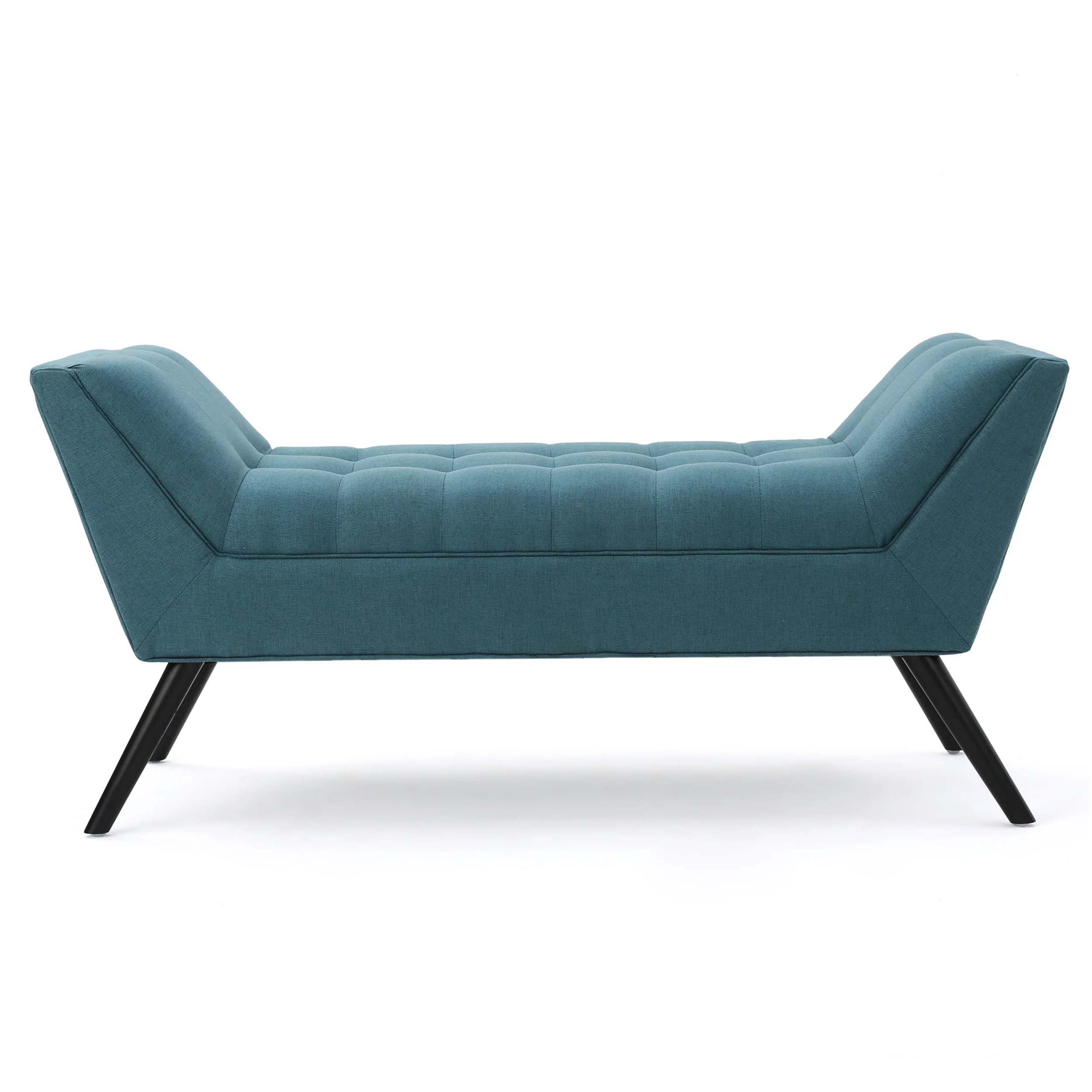 Madrid Mid-Century Modern Tufted Fabric Ottoman Bench with Tapered Legs - furnishings