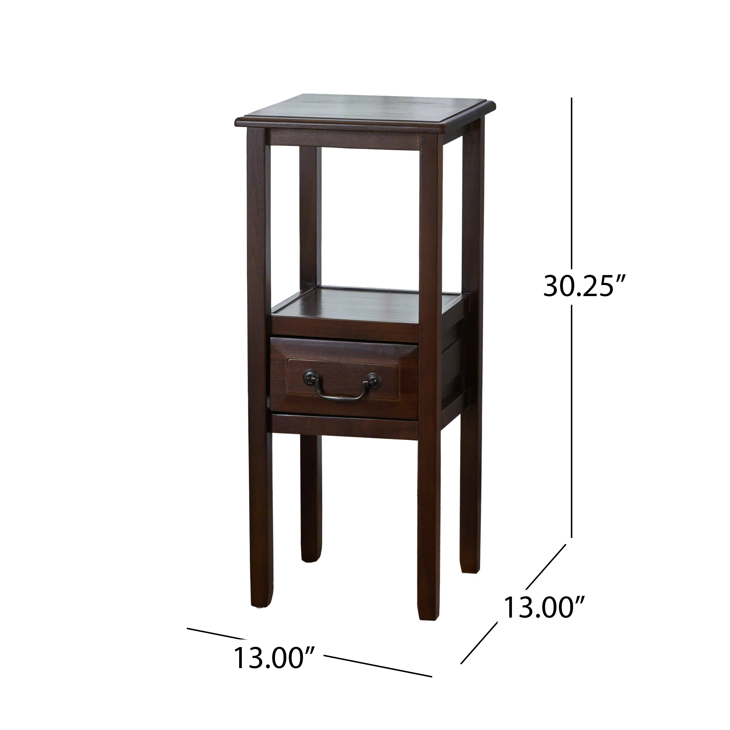 Noah Brown Mahogany Acacia Wood Accent Table w/ Bottom Drawer - furnishings
