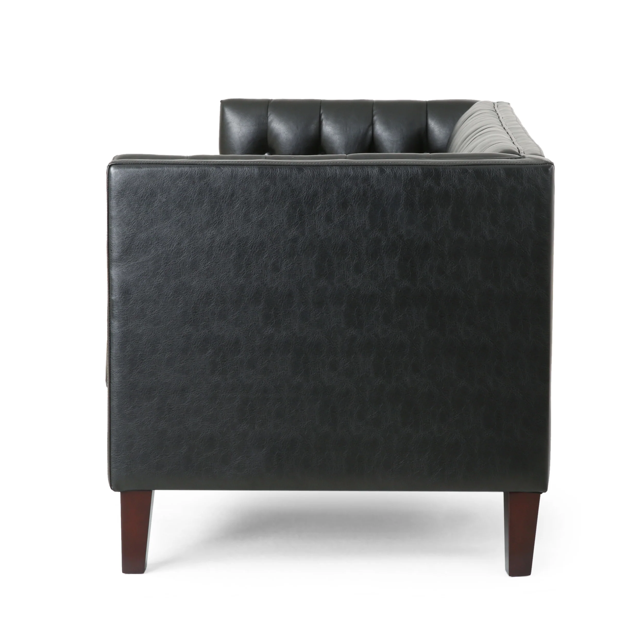 Silkie Contemporary Faux Leather Tufted 3 Seater Sofa - furnishings