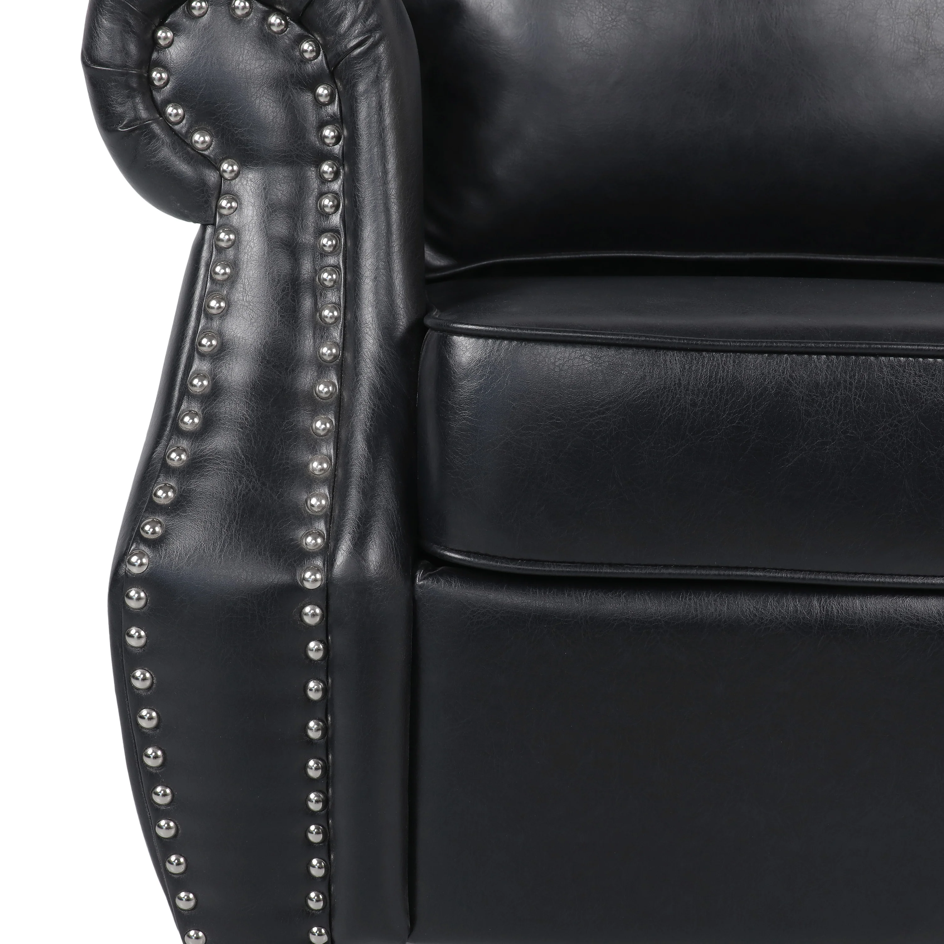 Burkehaven Contemporary Faux Leather Club Chair with Nailhead Trim - furnishings