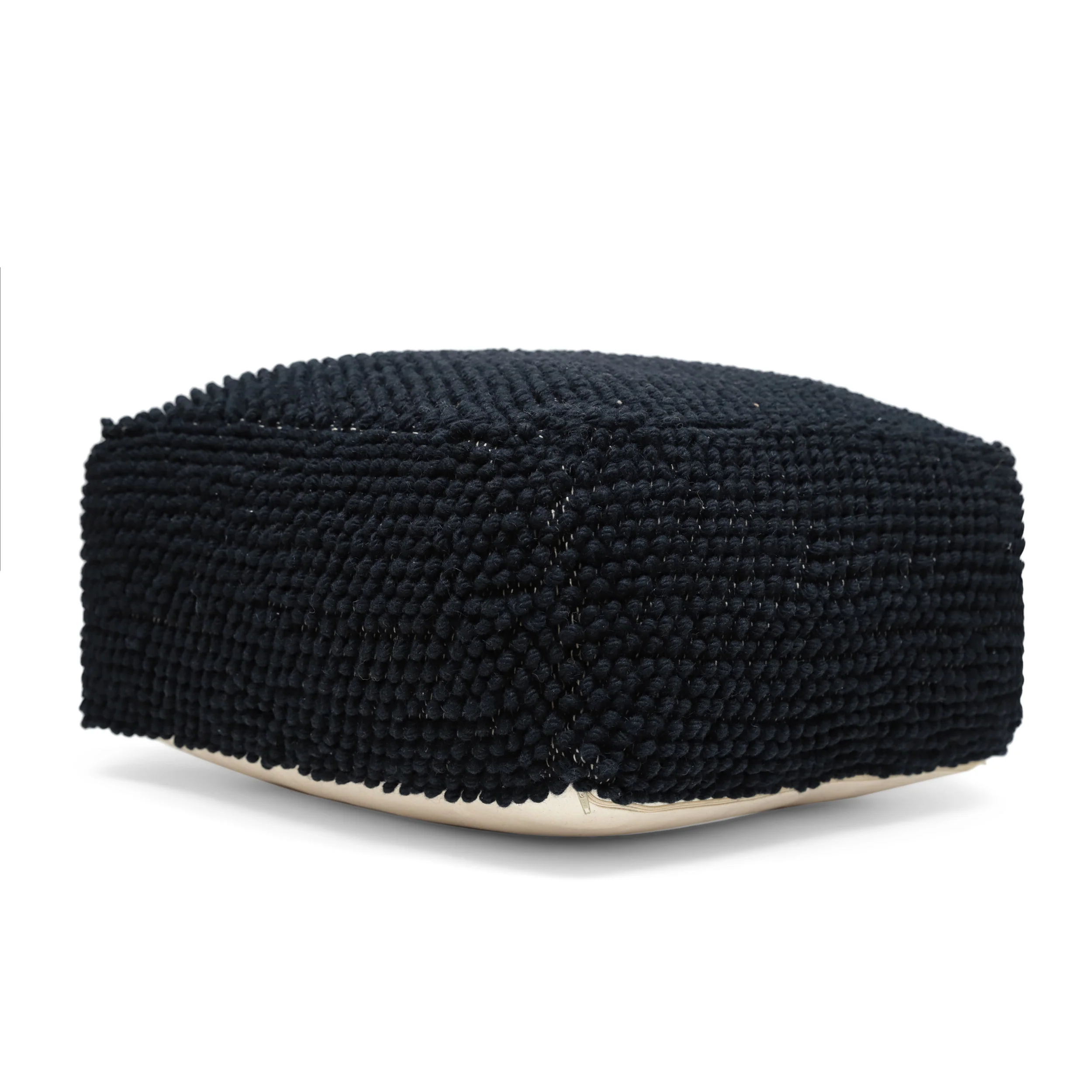 Wilsey Boho Handcrafted Tufted Fabric Square Pouf - furnishings